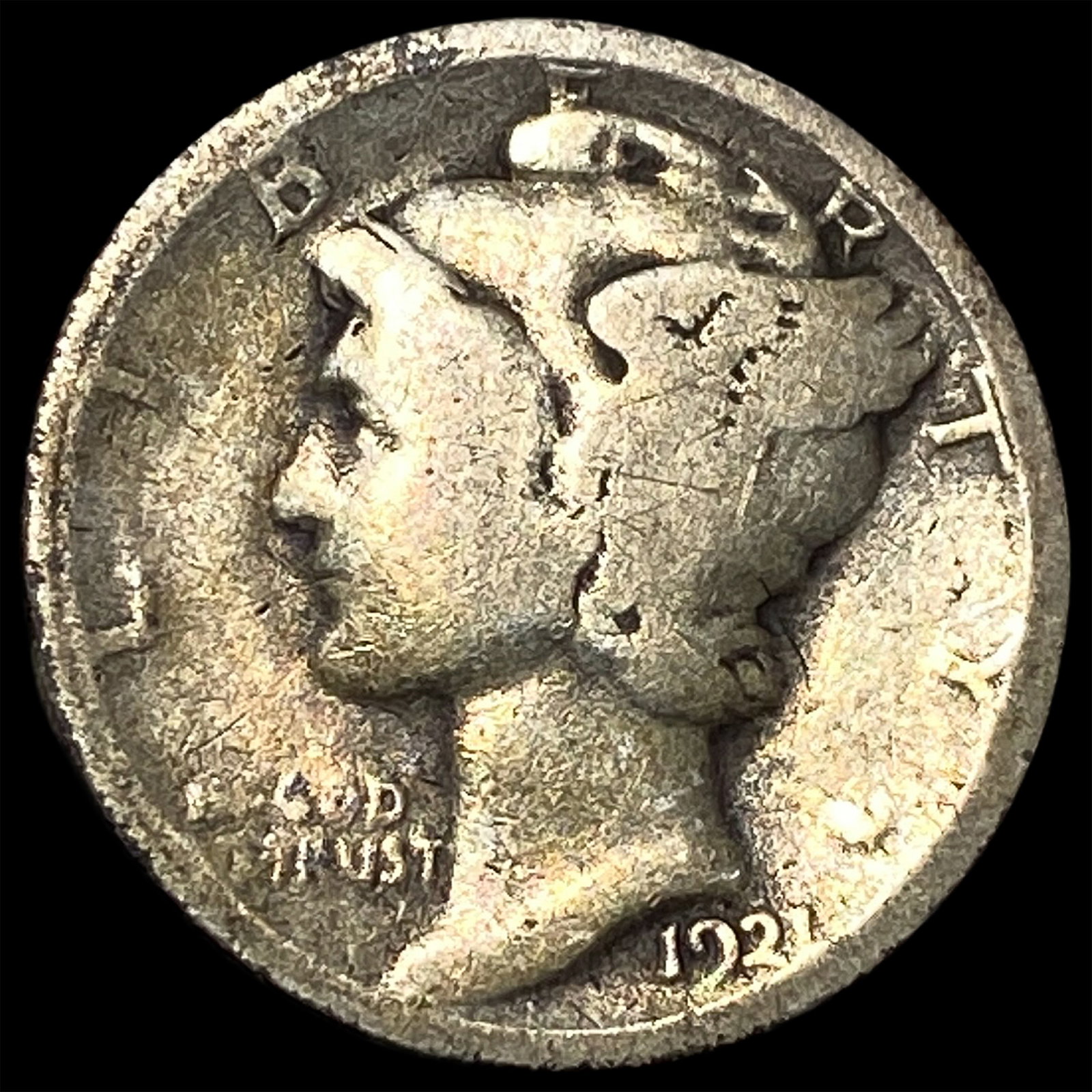 1921 Silver Mercury Dime LIGHTLY CIRCULATED: 1921 Silver Mercury Dime LIGHTLY CIRCULATED