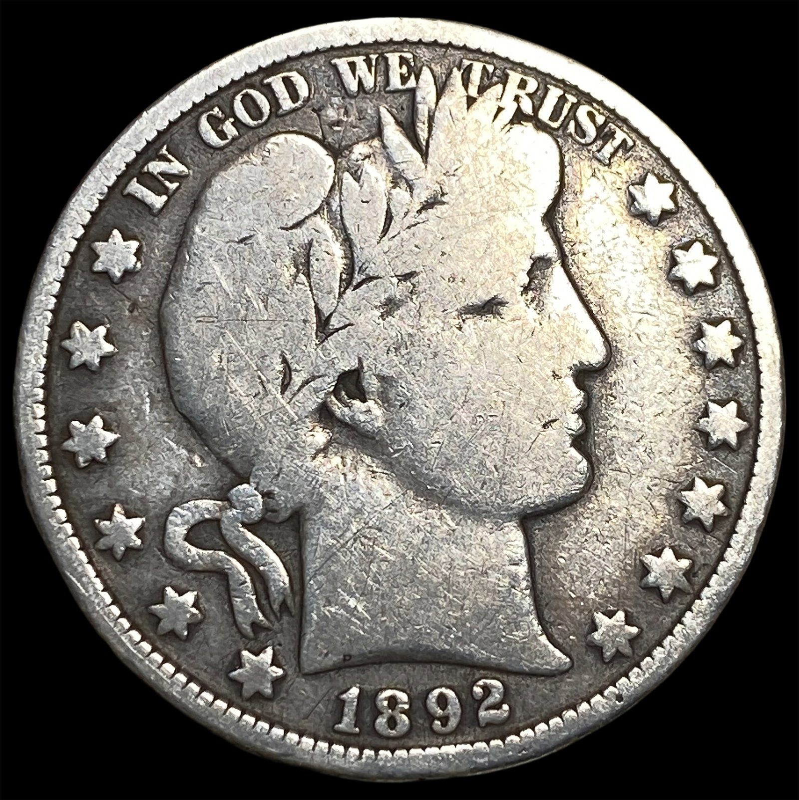 1892-O Silver Barber Half Dollar LIGHTLY CIRCULATED: 1892-O Silver Barber Half Dollar LIGHTLY CIRCULATED
