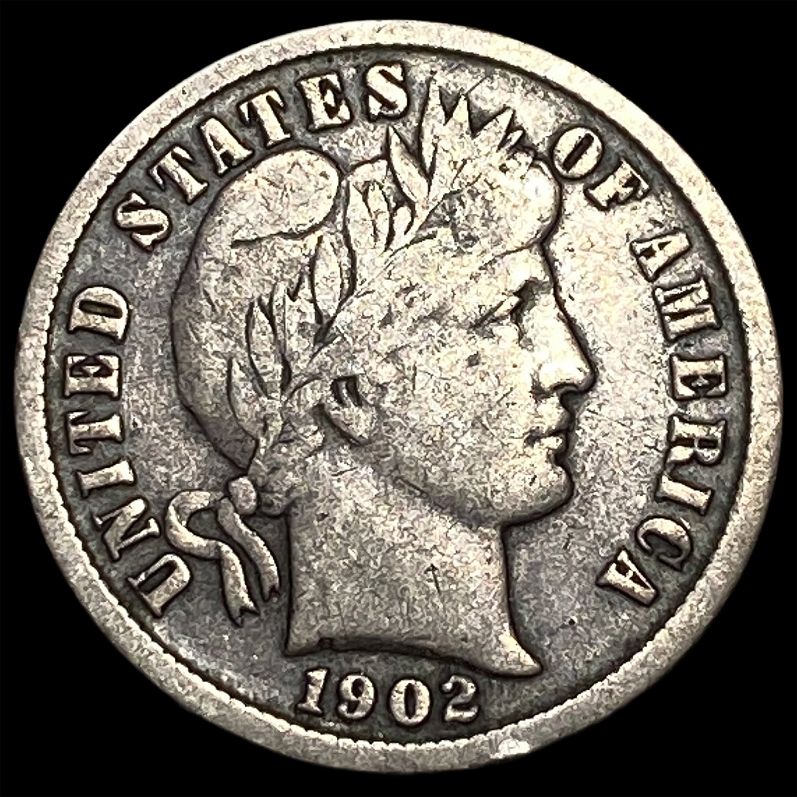 1902-S Silver Barber Dime LIGHTLY CIRCULATED: 1902-S Silver Barber Dime LIGHTLY CIRCULATED