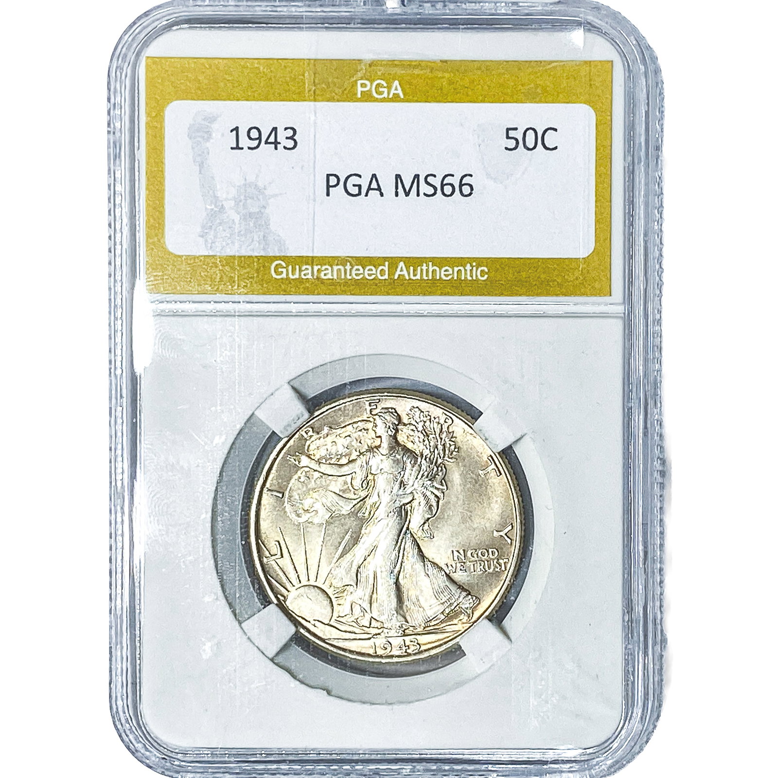 1943 Walking Liberty Half Dollar PGA MS66: 1943 Walking Liberty Half Dollar PGA MS66