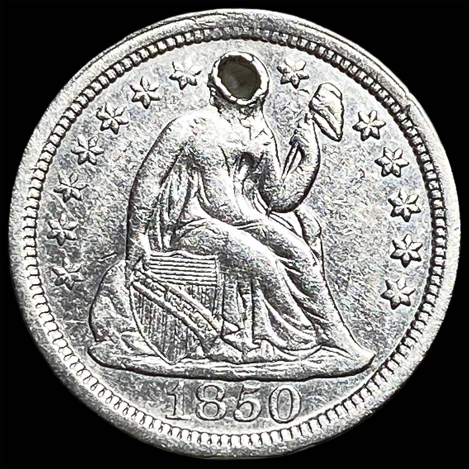 1850 Seated Liberty Dime (holed) HIGH GRADE (1 of 2)