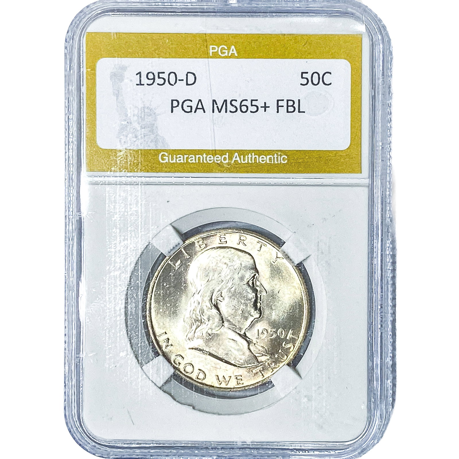 1950-D Franklin Half Dollar PGA MS65+FBL (1 of 2)