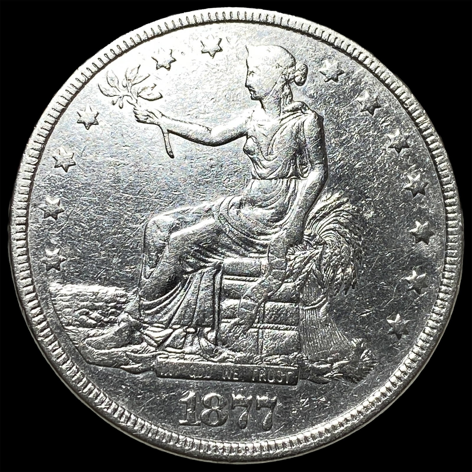 1877 Silver Trade Dollar CHOICE AU: 1877 Silver Trade Dollar CHOICE AU