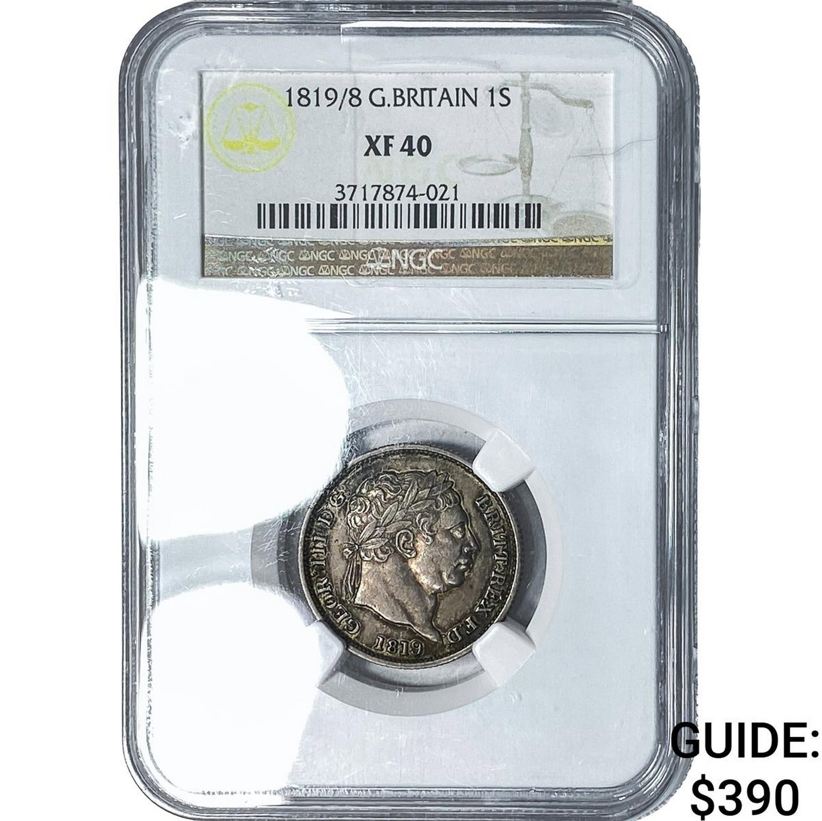 1819/8 Great Britain Silver 1 Shilling NGC XF40: 1819/8 Great Britain Silver 1 Shilling NGC XF40