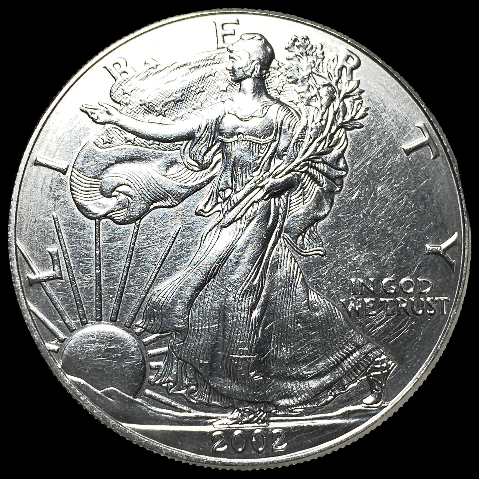2002 1 oz Silver American Eagle $1 GEM BU (1 of 2)