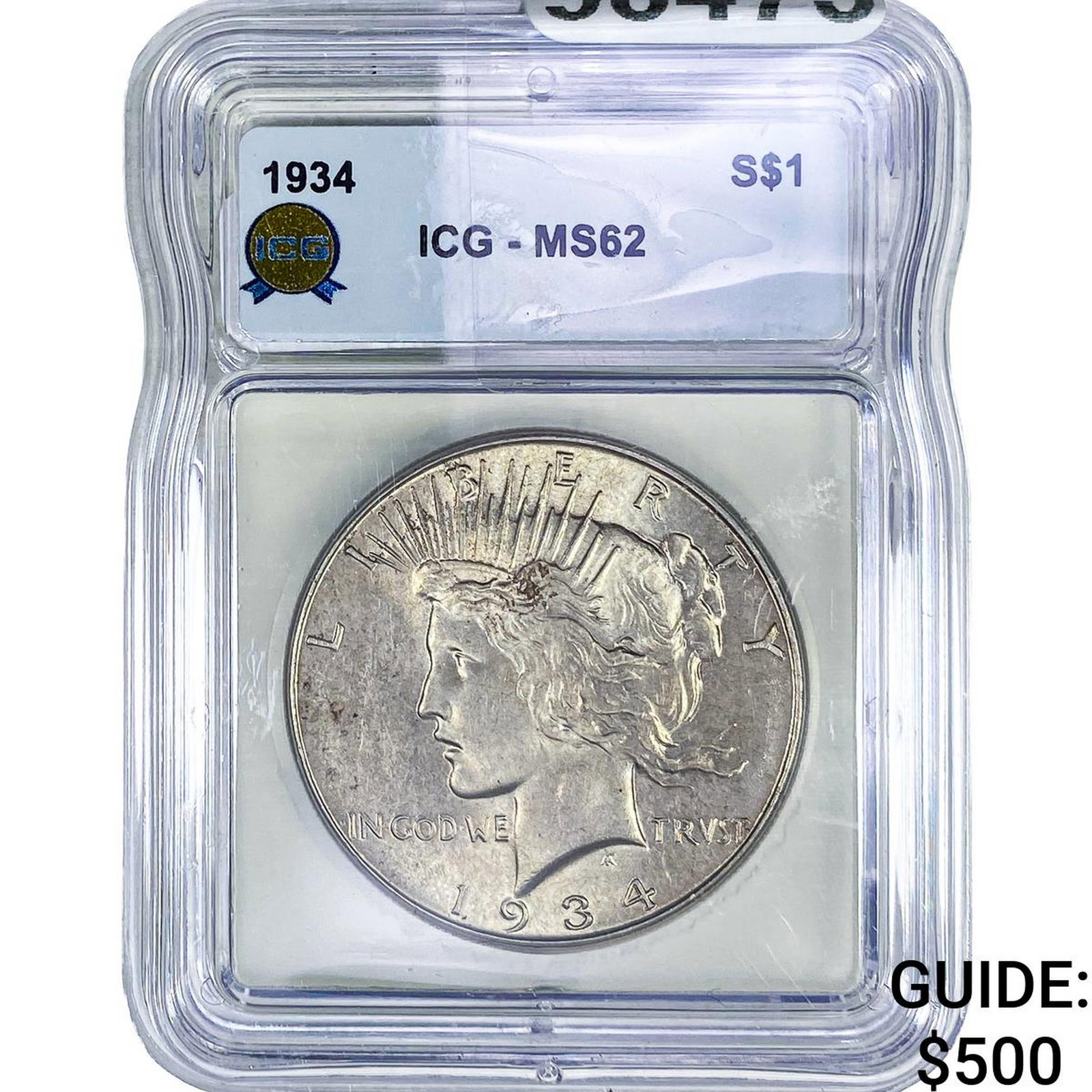 1934 Silver Peace Dollar ICG MS62: 1934 Silver Peace Dollar ICG MS62