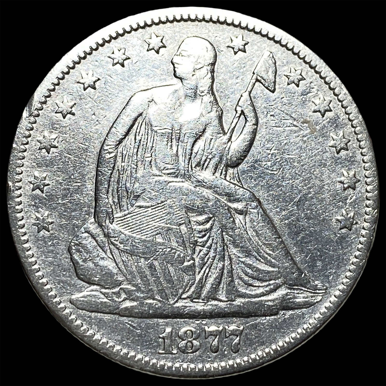 1877 Seated Liberty Half Dollar CLOSELY UNCIRCULATED: 1877 Seated Liberty Half Dollar CLOSELY UNCIRCULATED