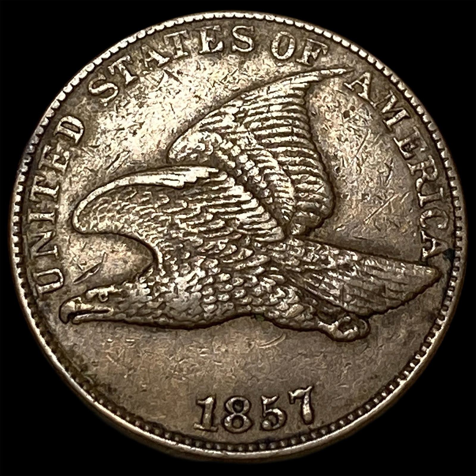 1857 Copper-Nickel Flying Eagle Cent CLOSELY UNCIRCULATED (1 of 2)