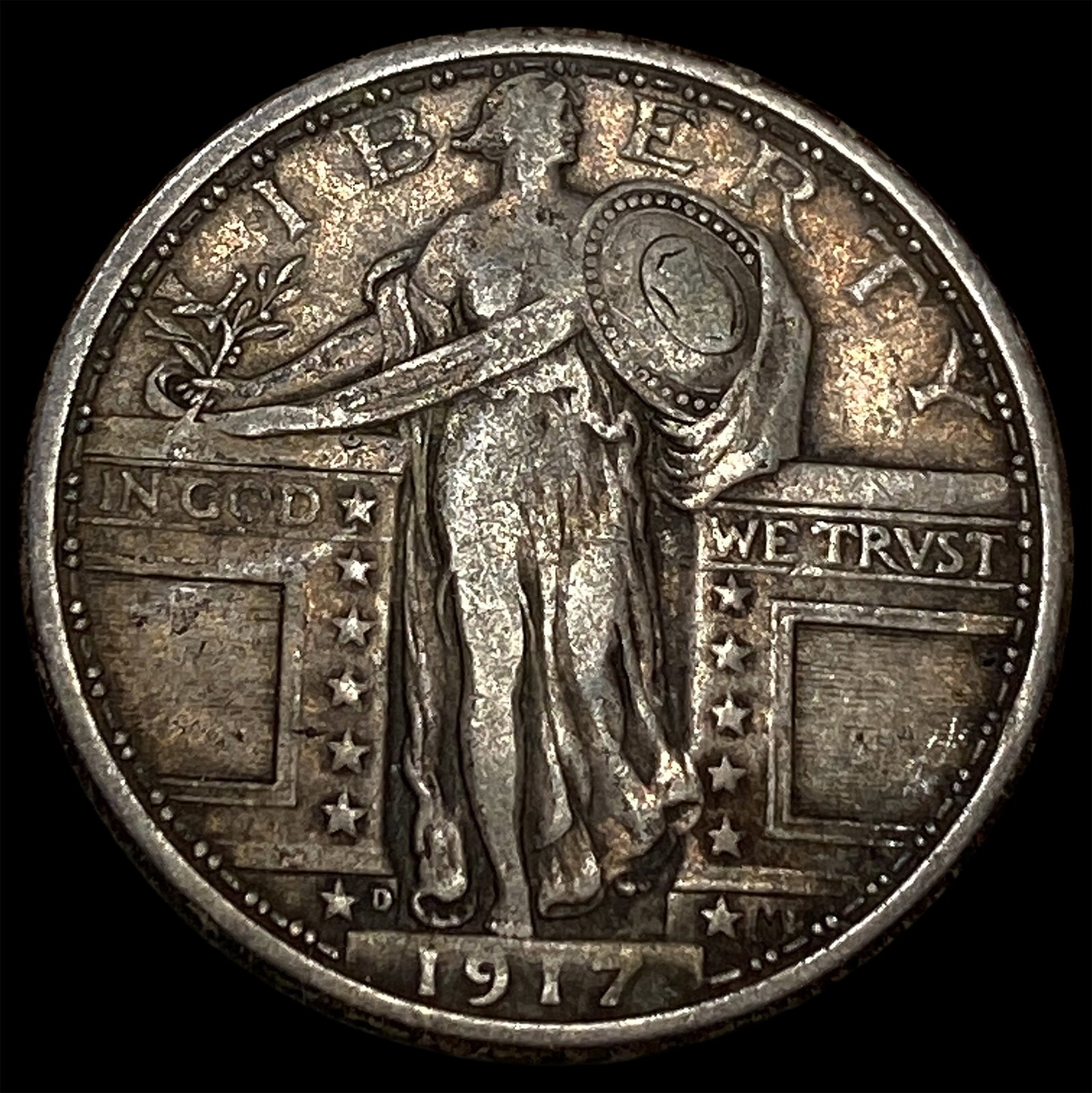 1917-D Silver Standing Liberty Quarter NICELY CIRCULATED: 1917-D Silver Standing Liberty Quarter NICELY CIRCULATED