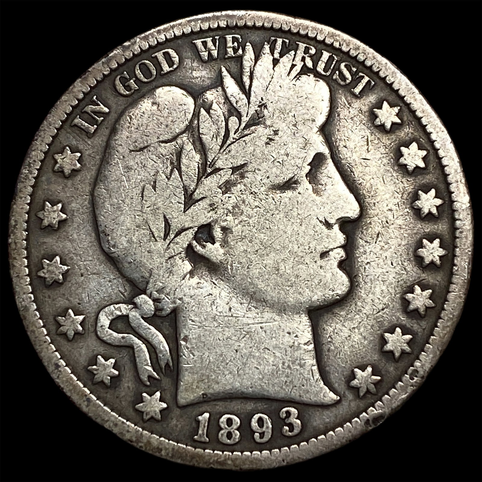 1893-S Silver Barber Half Dollar NICELY CIRCULATED (1 of 2)