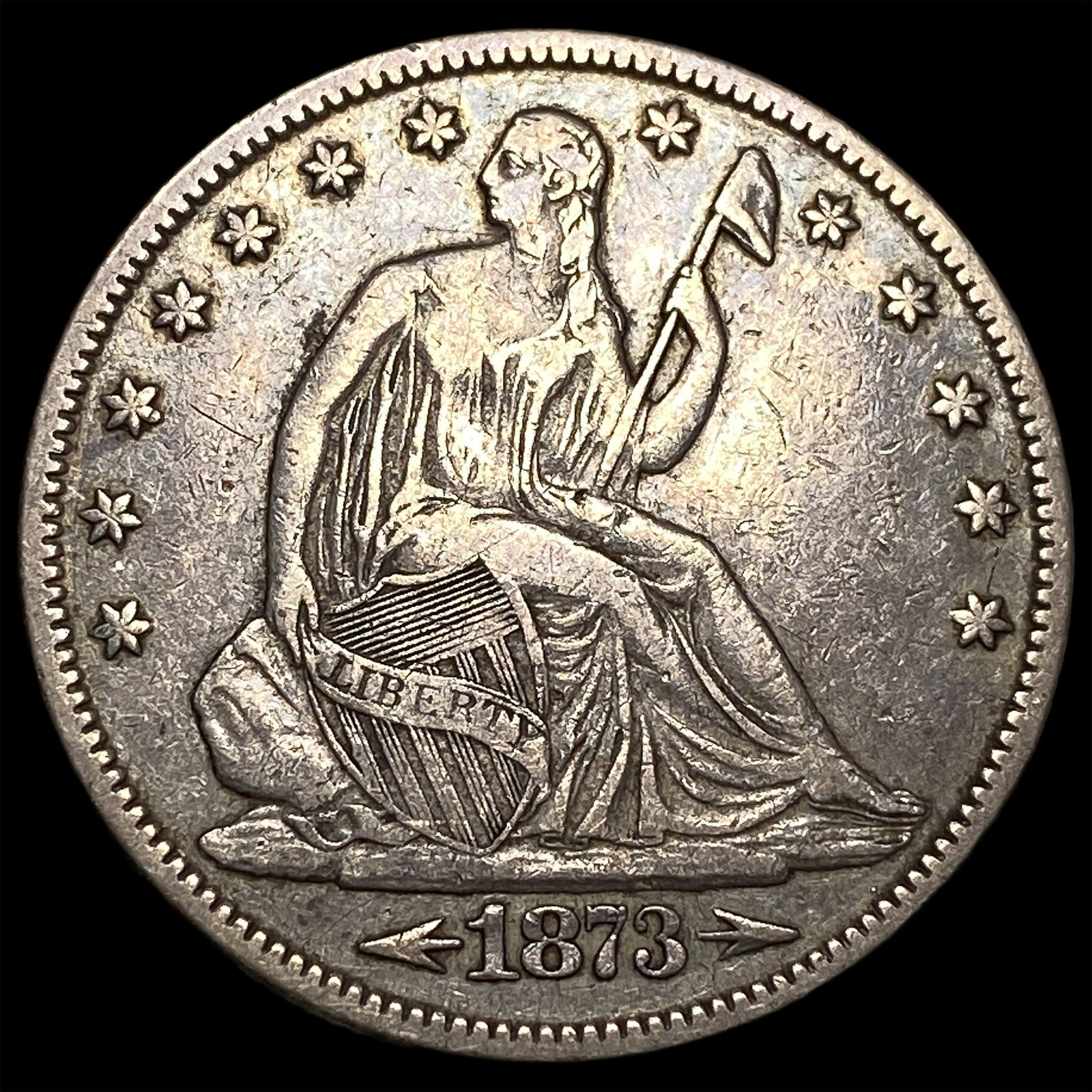 1873 Arrows Seated Liberty Half Dollar CLOSELY UNCIRCULATED: 1873 Arrows Seated Liberty Half Dollar CLOSELY UNCIRCULATED