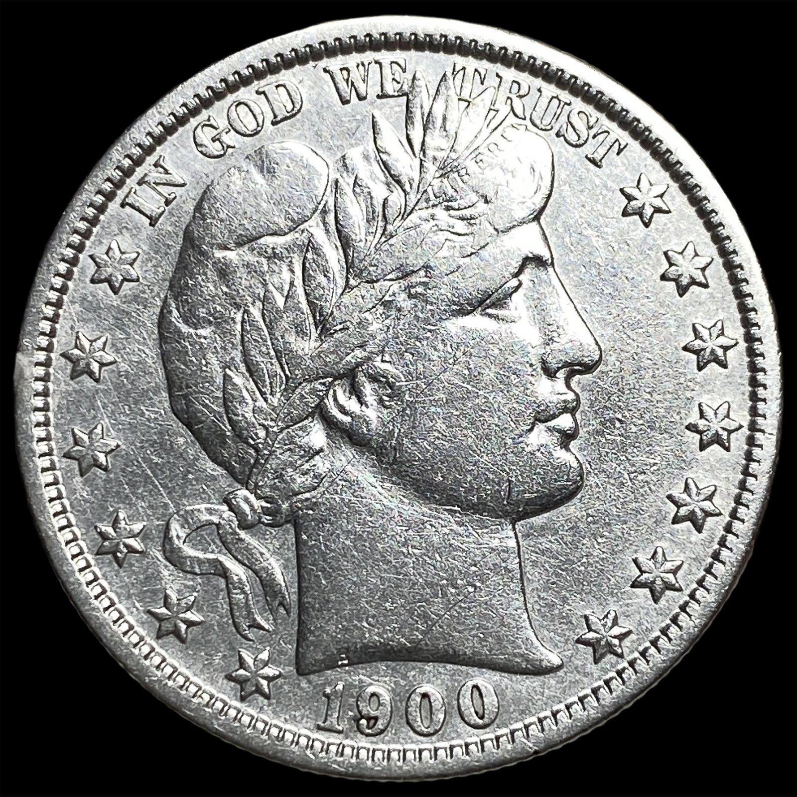 1900-S Silver Barber Half Dollar CHOICE AU: 1900-S Silver Barber Half Dollar CHOICE AU