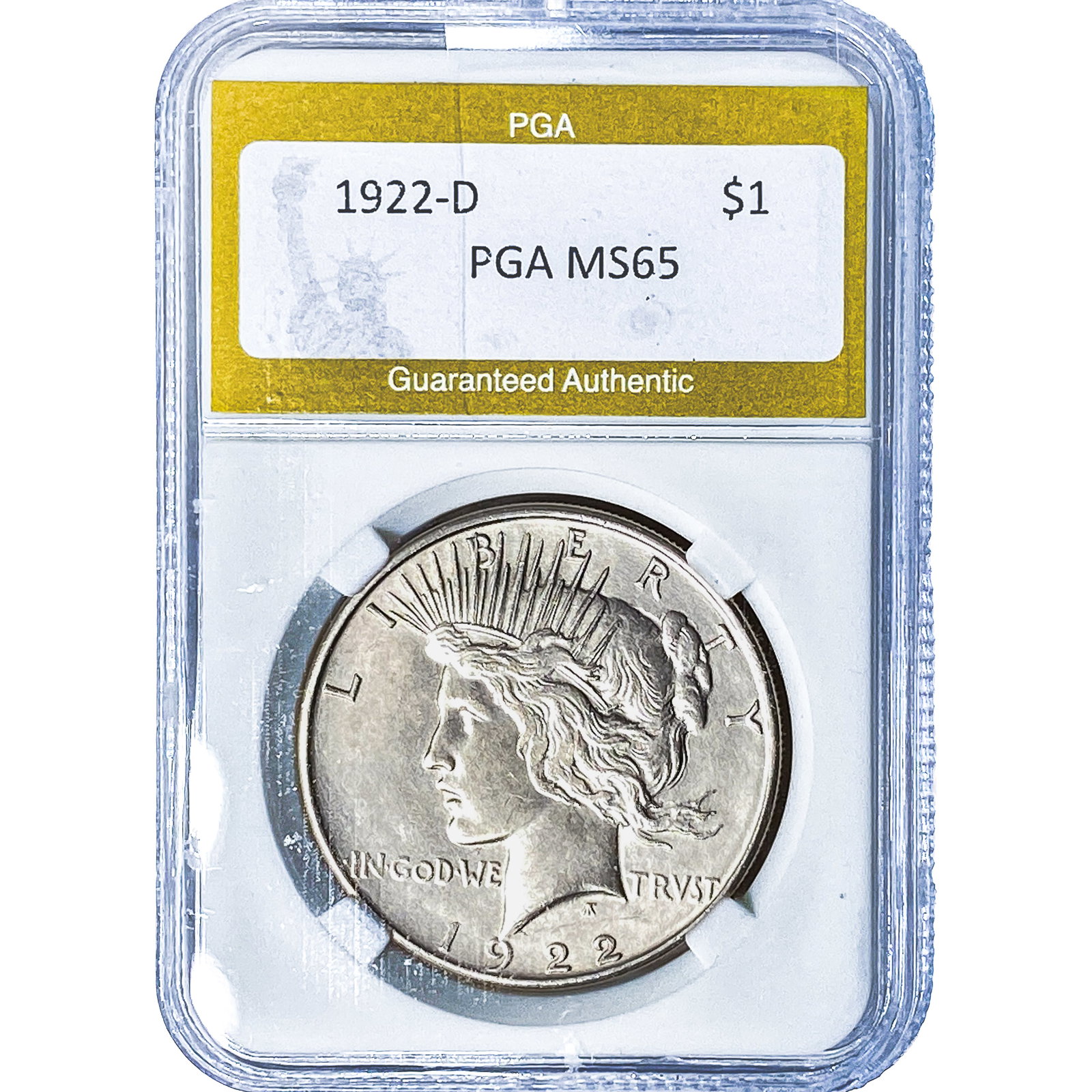 1922-D Silver Peace Dollar PGA MS65: 1922-D Silver Peace Dollar PGA MS65