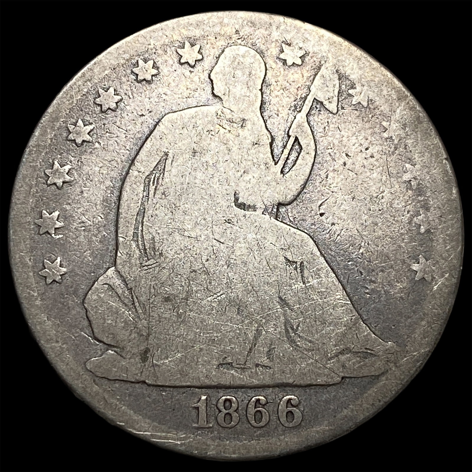 1866 Silver Seated Liberty Half Dollar NICELY CIRCULATED: 1866 Silver Seated Liberty Half Dollar NICELY CIRCULATED