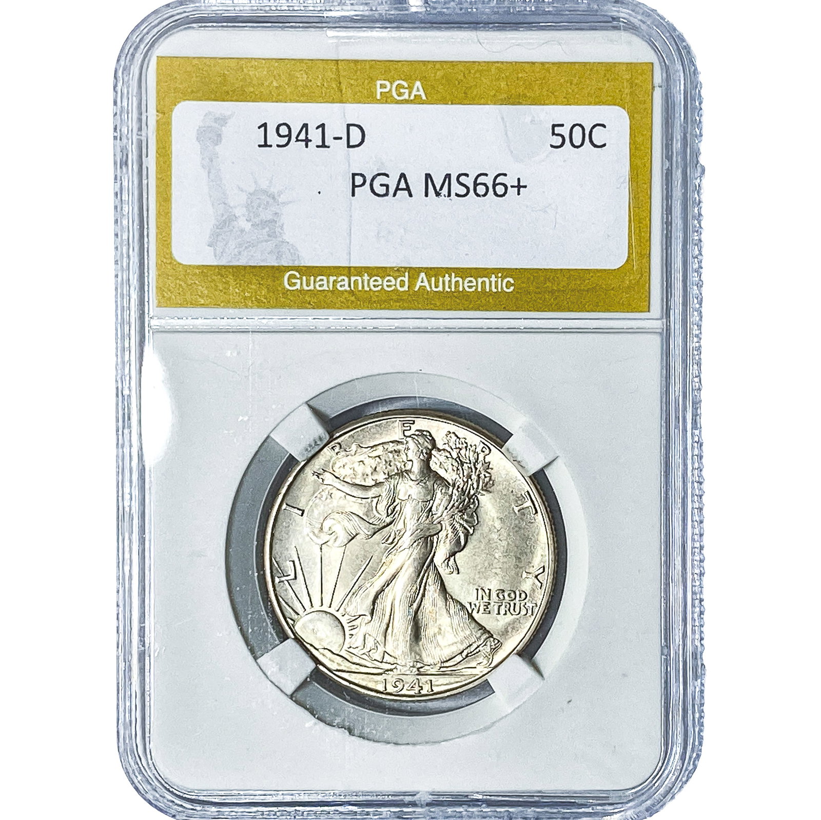 1941-D Walking Liberty Half Dollar PGA MS66+: 1941-D Walking Liberty Half Dollar PGA MS66+