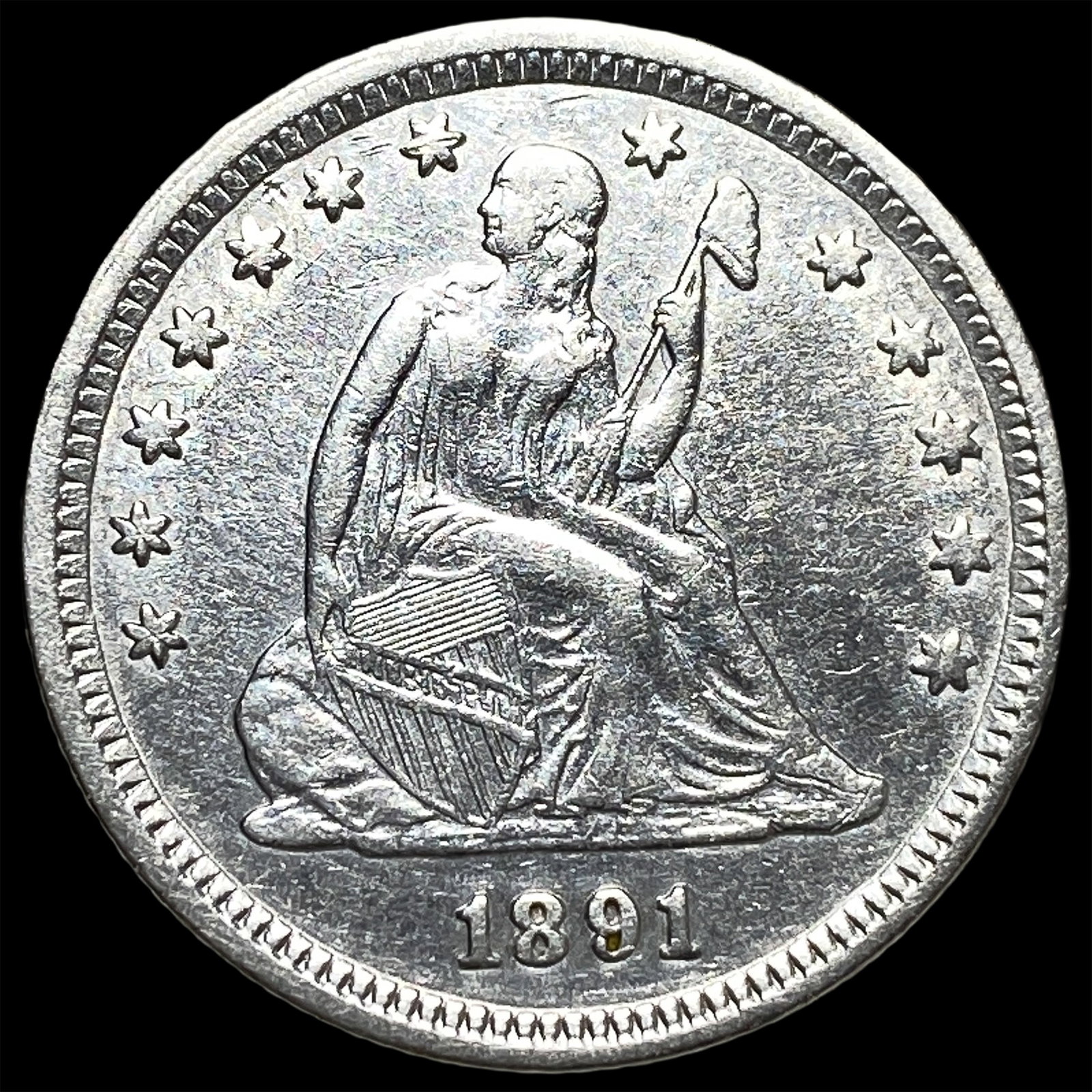 1891 Silver Quarter Dollar (Seated Liberty) UNCIRCULATED: 1891 Silver Quarter Dollar (Seated Liberty) UNCIRCULATED