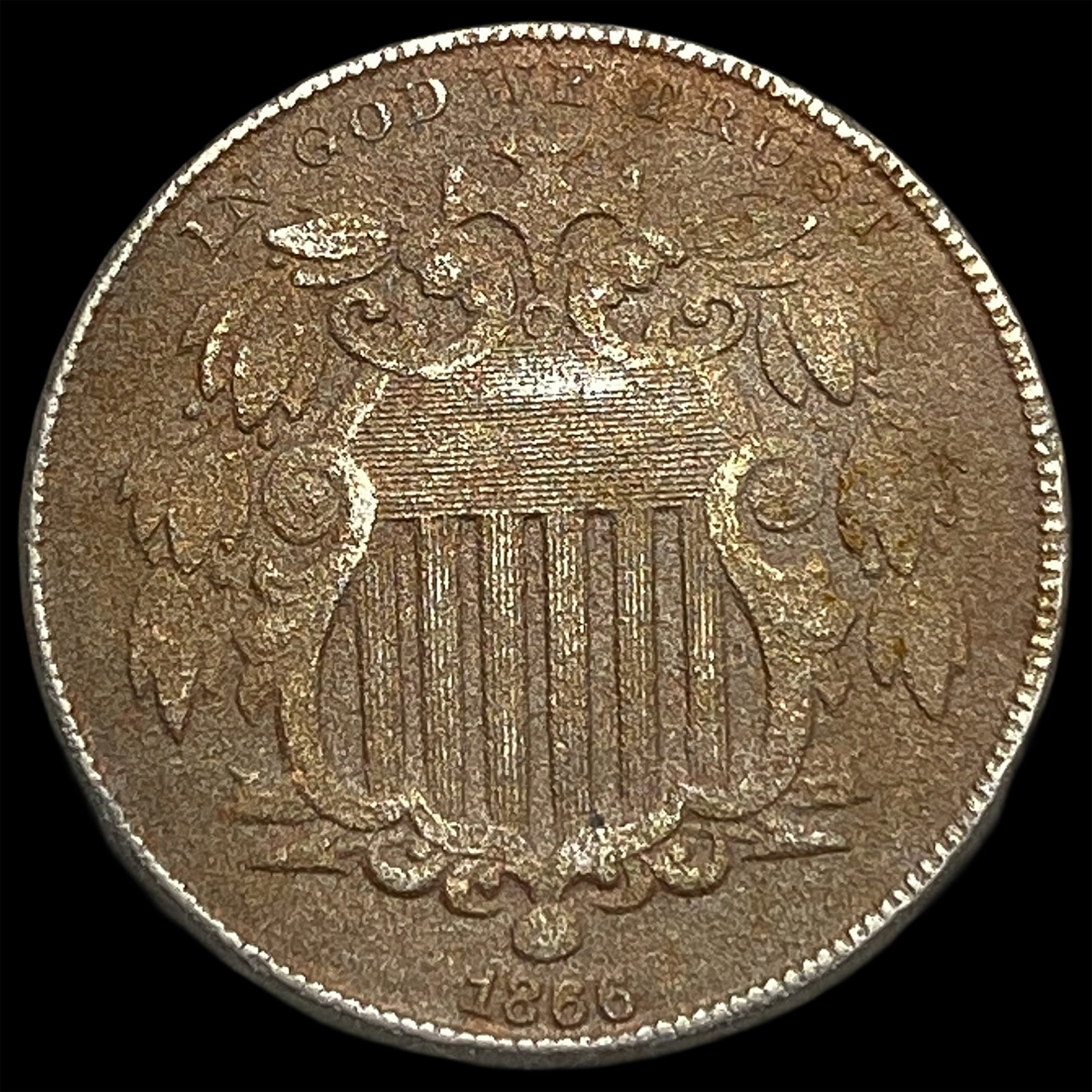 1866 Shield Nickel CLOSELY UNCIRCULATED: 1866 Shield Nickel CLOSELY UNCIRCULATED
