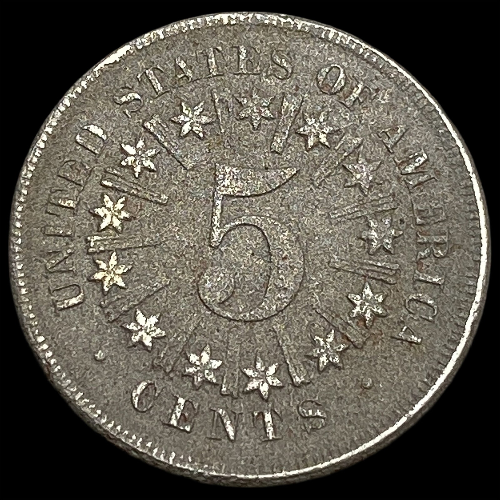 1866 Rays Shield Nickel CLOSELY UNCIRCULATED - 2