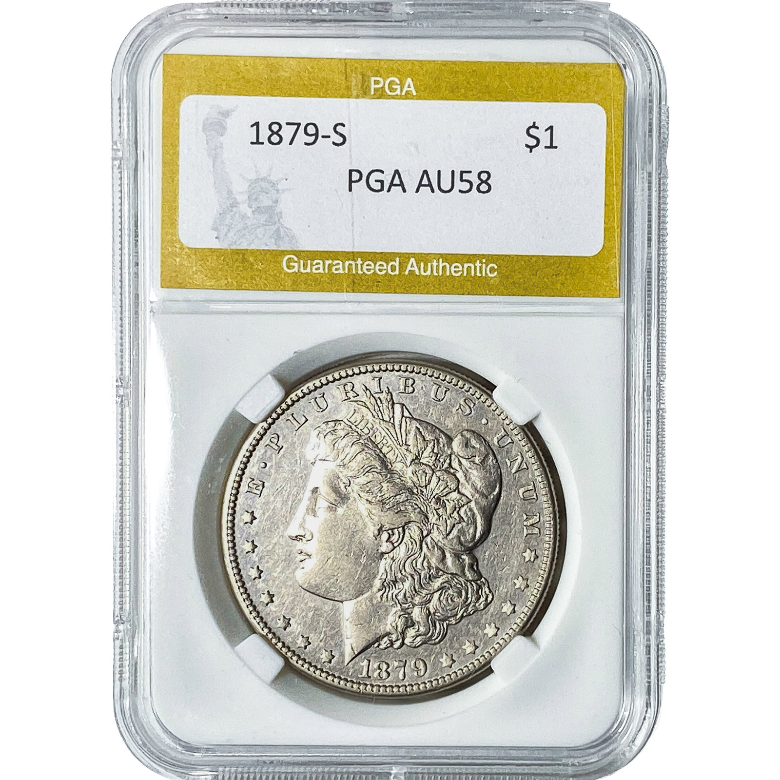 1879-S Morgan Silver Dollar PGA AU58: 1879-S Morgan Silver Dollar PGA AU58