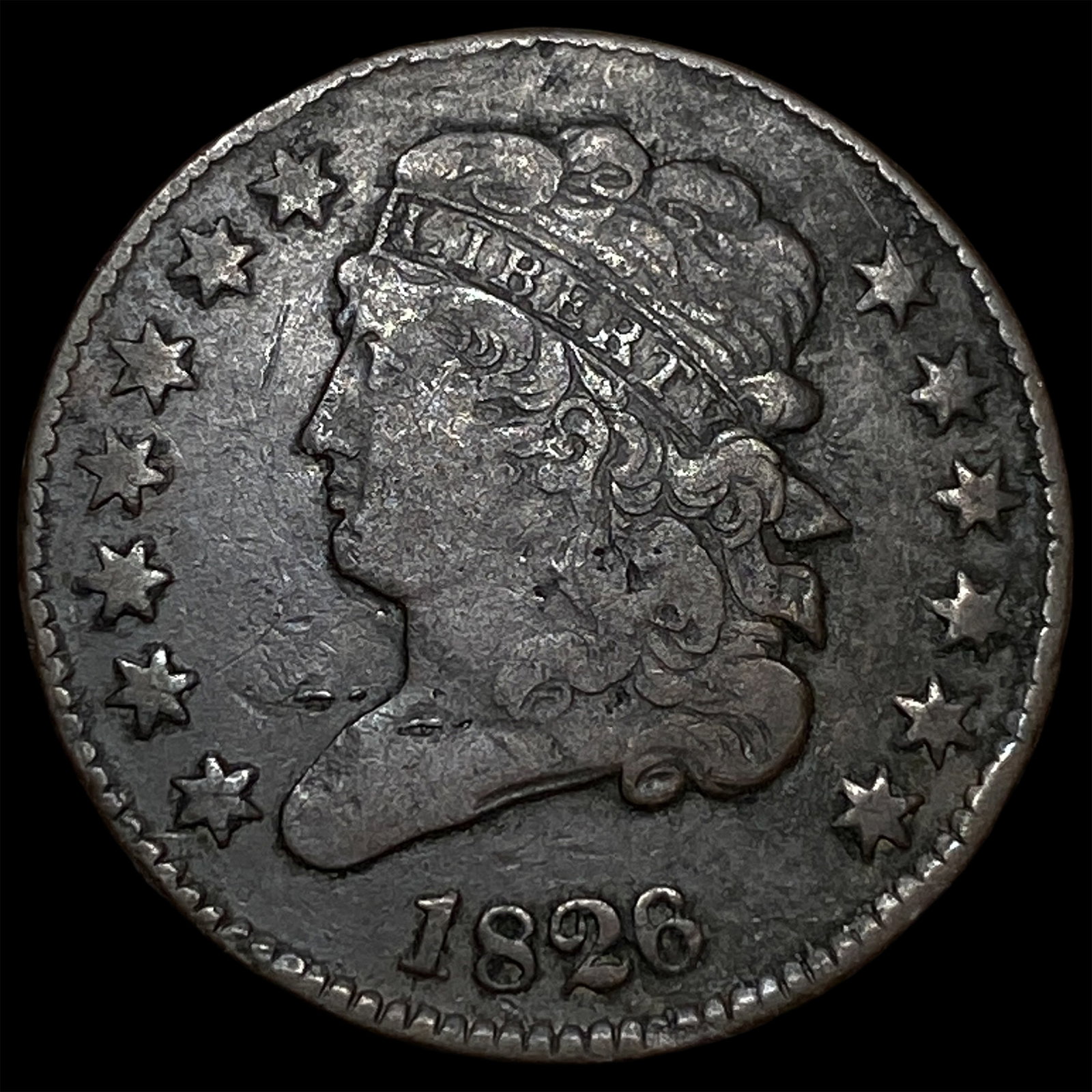 1826 Copper Half Cent NEARLY UNCIRCULATED: 1826 Copper Half Cent NEARLY UNCIRCULATED