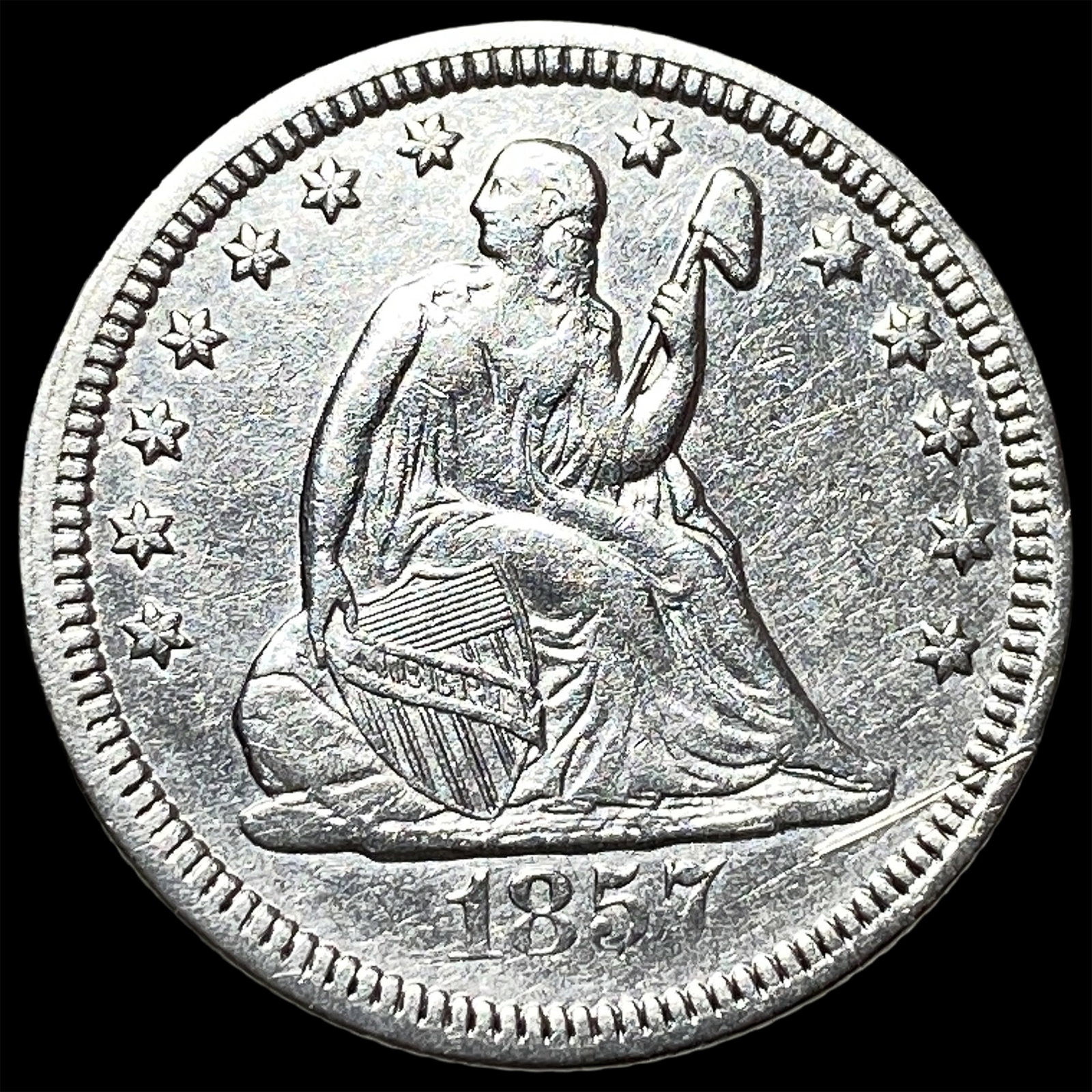 1857 Seated Liberty Quarter CHOICE AU: 1857 Seated Liberty Quarter CHOICE AU