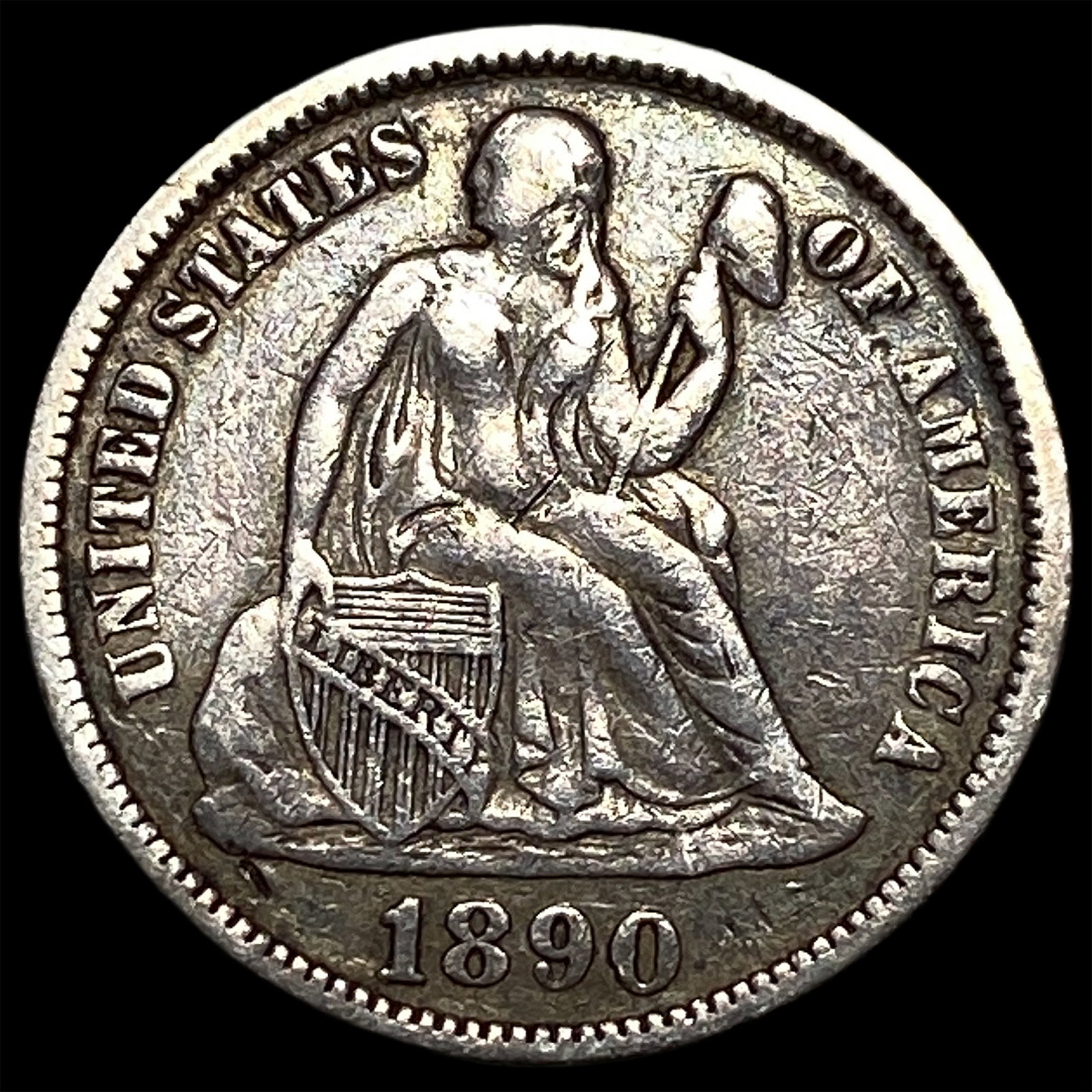 1890 Seated Liberty Dime NEARLY UNCIRCULATED: 1890 Seated Liberty Dime NEARLY UNCIRCULATED