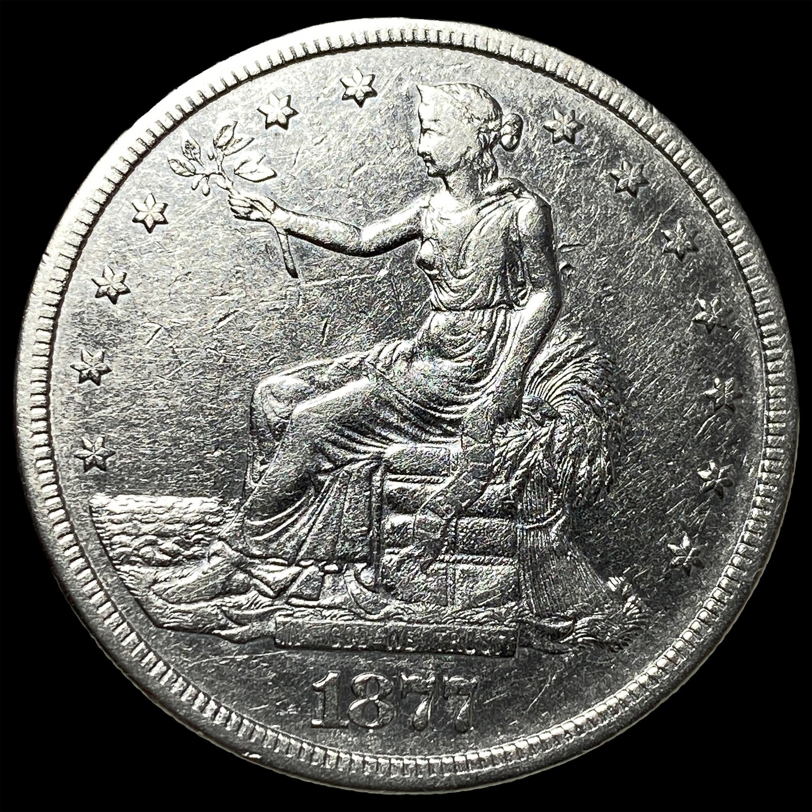 1877-S Silver Trade Dollar CHOICE AU: 1877-S Silver Trade Dollar CHOICE AU