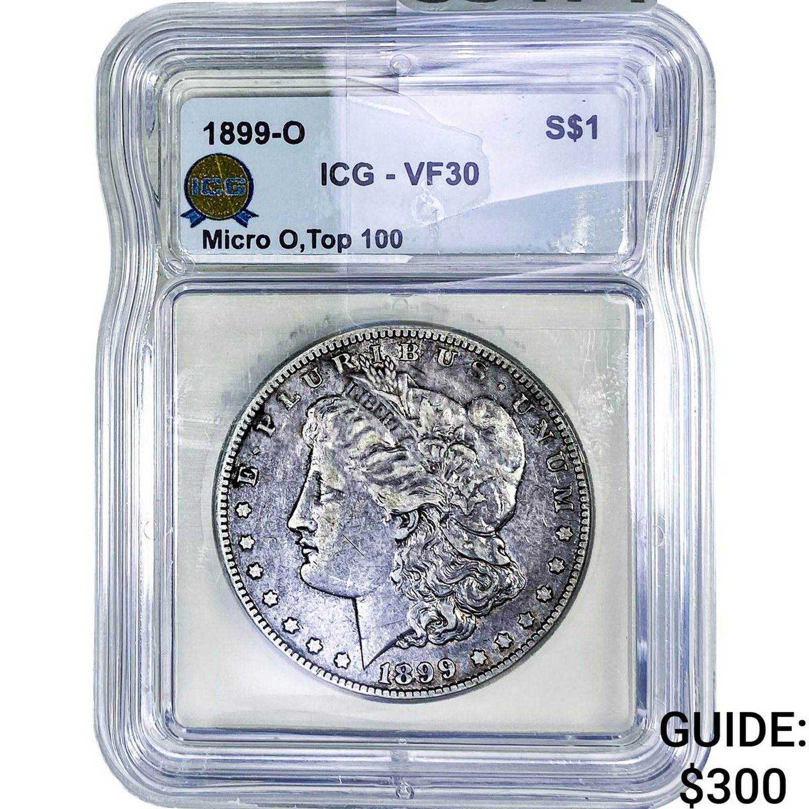 1899-O Morgan Silver Dollar ICG VF30 Micro O: 1899-O Morgan Silver Dollar ICG VF30 Micro O