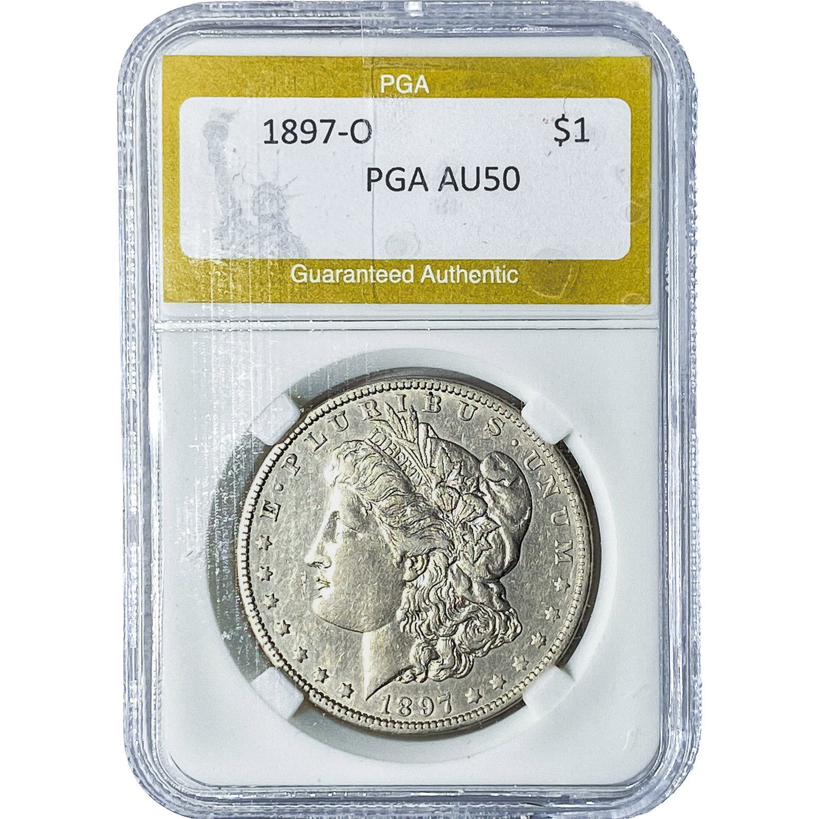 1897-O Morgan Silver Dollar PGA AU50: 1897-O Morgan Silver Dollar PGA AU50