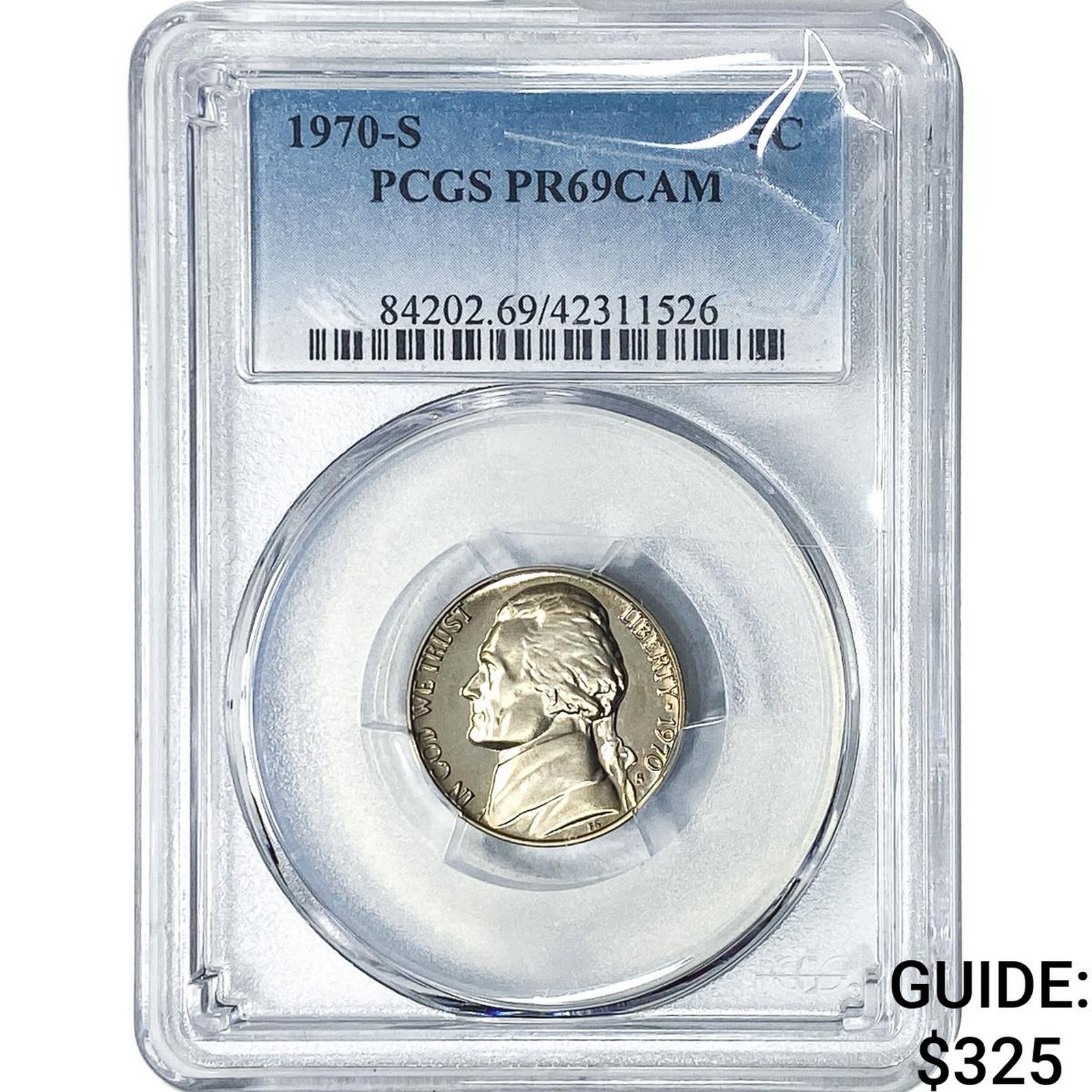 1970-S Jefferson Nickel PCGS PR69 CAM: 1970-S Jefferson Nickel PCGS PR69 CAM