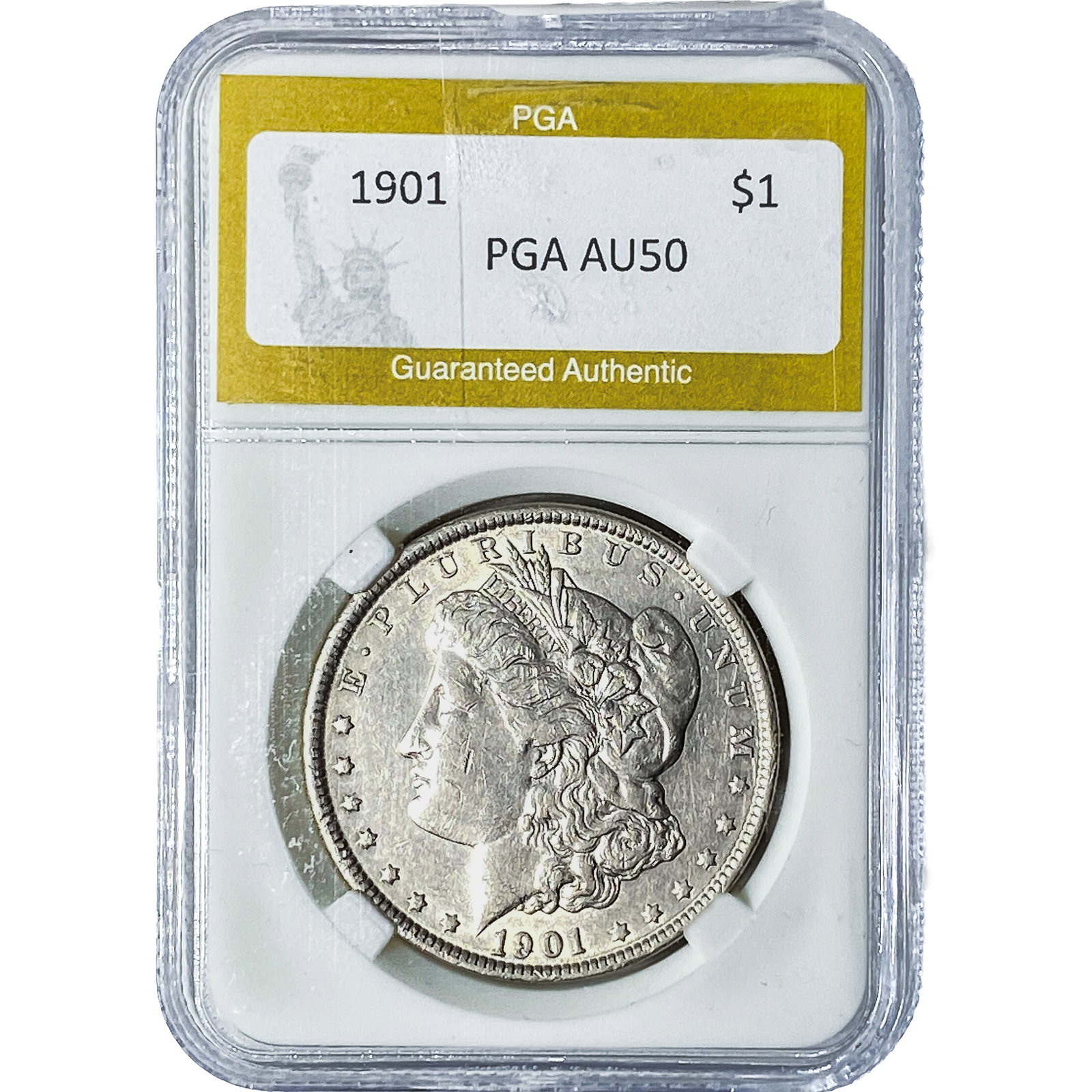 1901 Morgan Silver Dollar PGA AU50: 1901 Morgan Silver Dollar PGA AU50