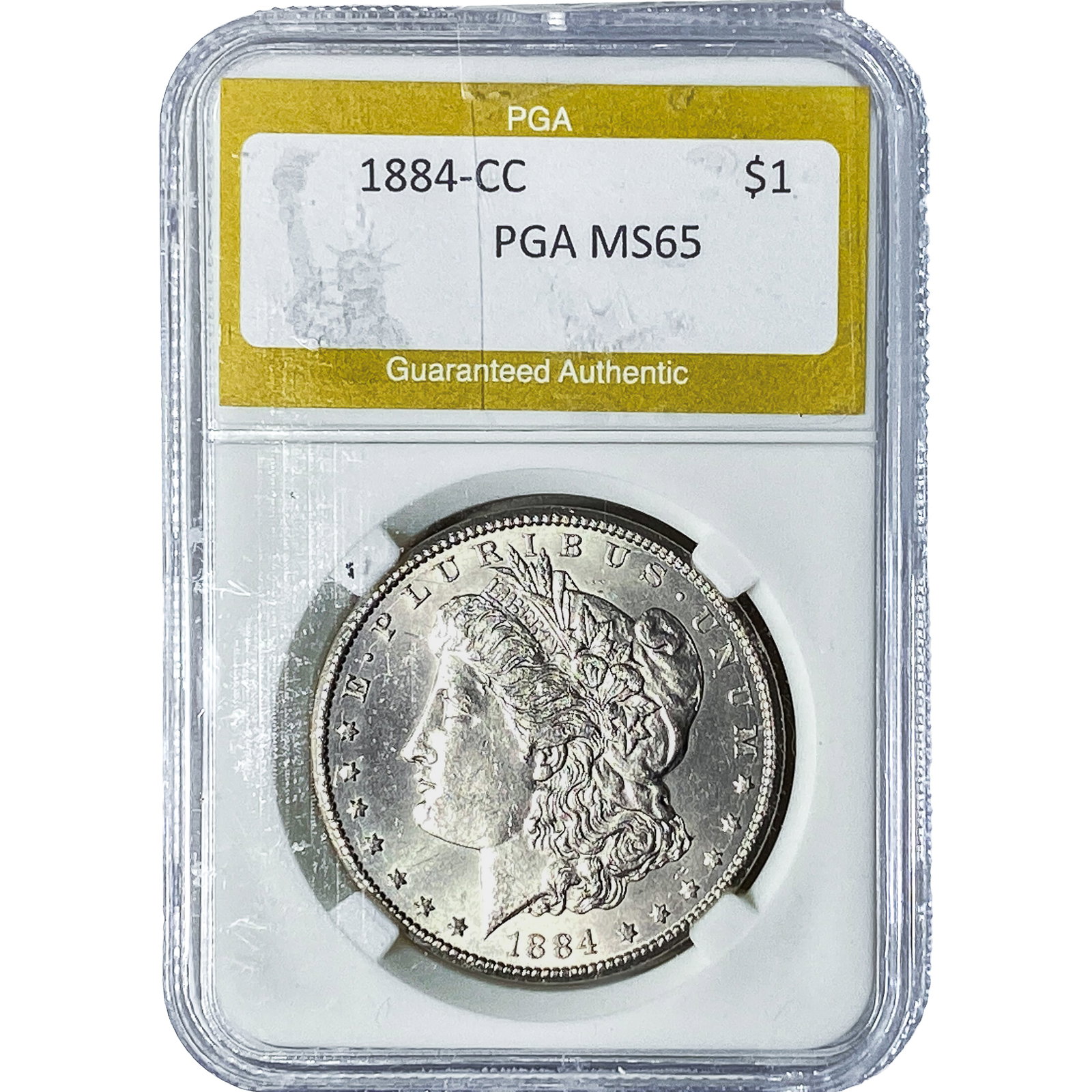 1884-CC Morgan Silver Dollar PGA MS65: 1884-CC Morgan Silver Dollar PGA MS65