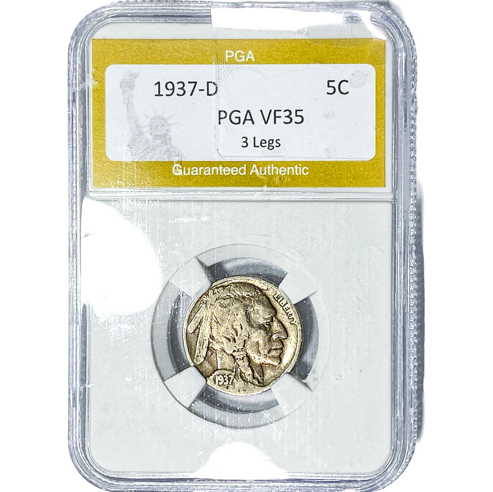 1937-D Buffalo Nickel PGA VF35 3 Legs: 1937-D Buffalo Nickel PGA VF35 3 Legs