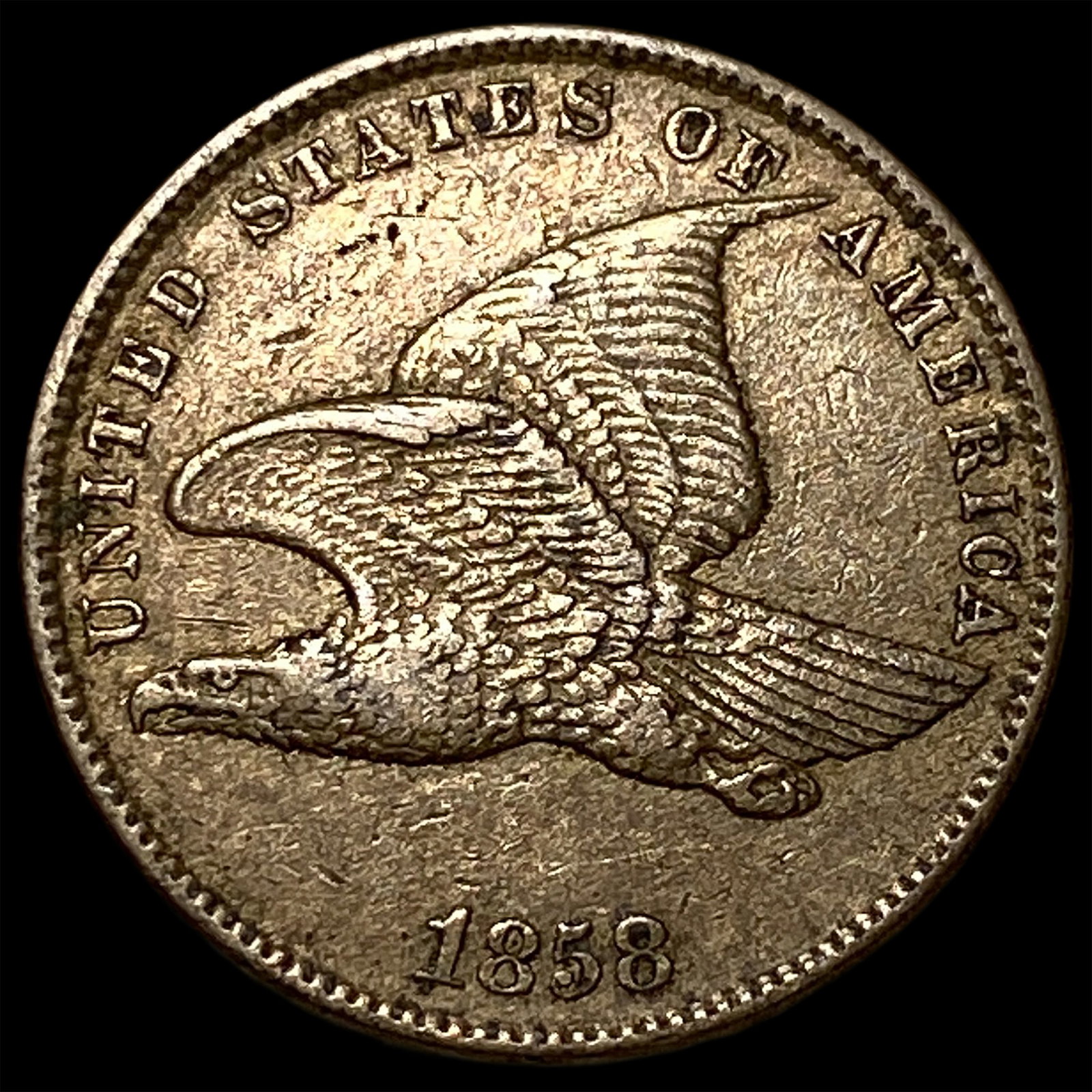 1858 Copper-Nickel Flying Eagle Cent CLOSELY UNCIRCULATED: 1858 Copper-Nickel Flying Eagle Cent CLOSELY UNCIRCULATED