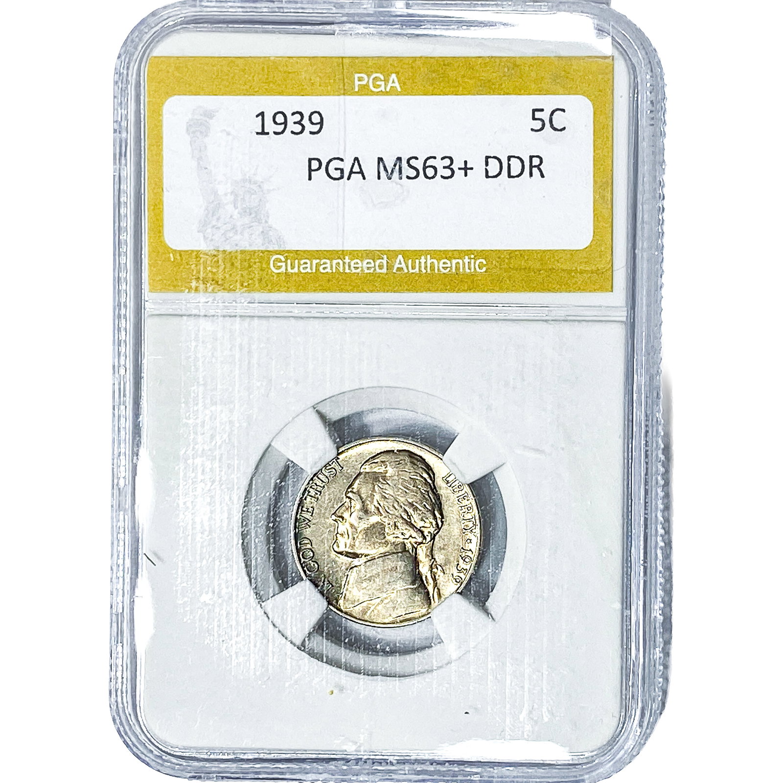 1939 Jefferson Nickel PGA MS63+DDR: 1939 Jefferson Nickel PGA MS63+DDR