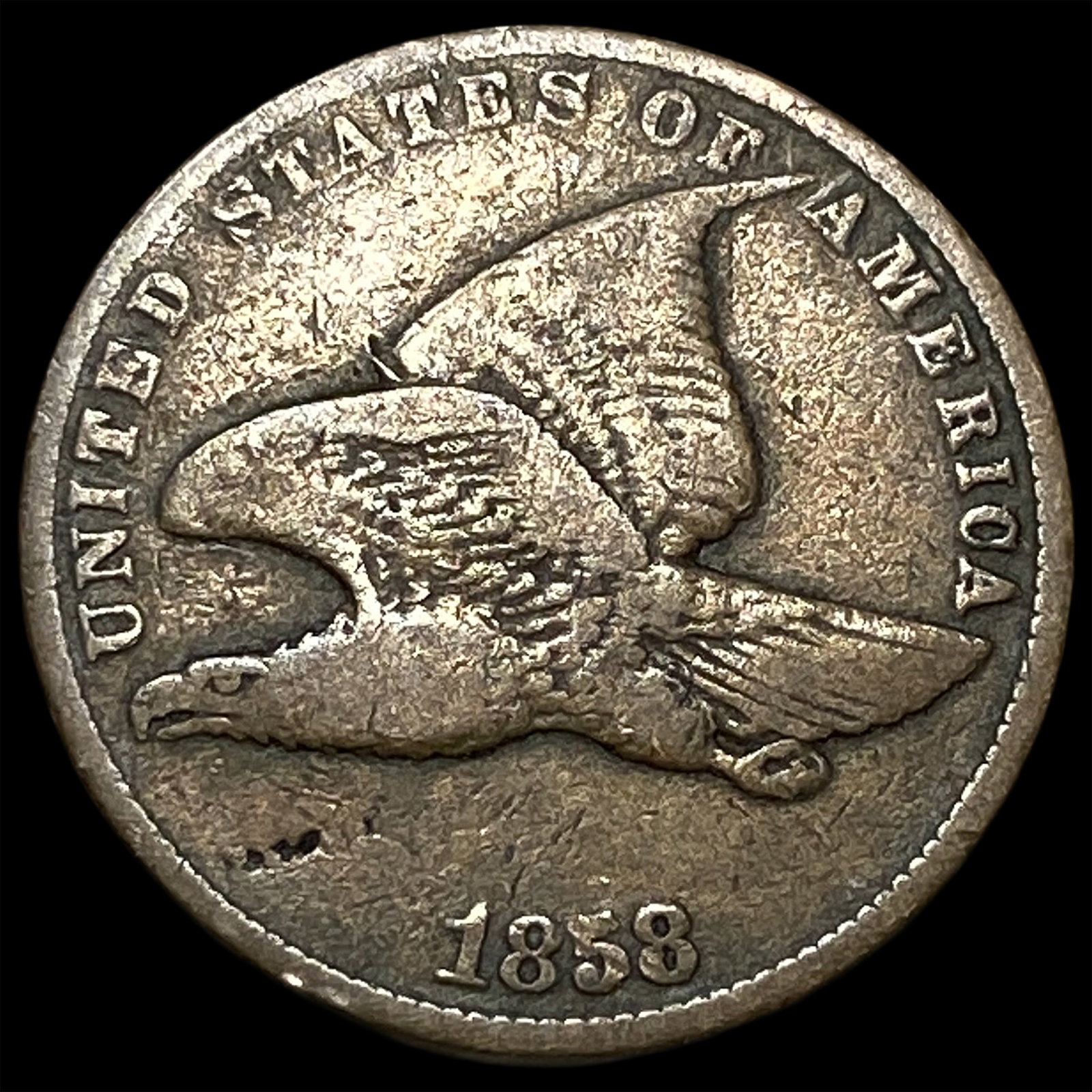 1858 Copper-Nickel Flying Eagle Cent NEARLY UNCIRCULATED: 1858 Copper-Nickel Flying Eagle Cent NEARLY UNCIRCULATED