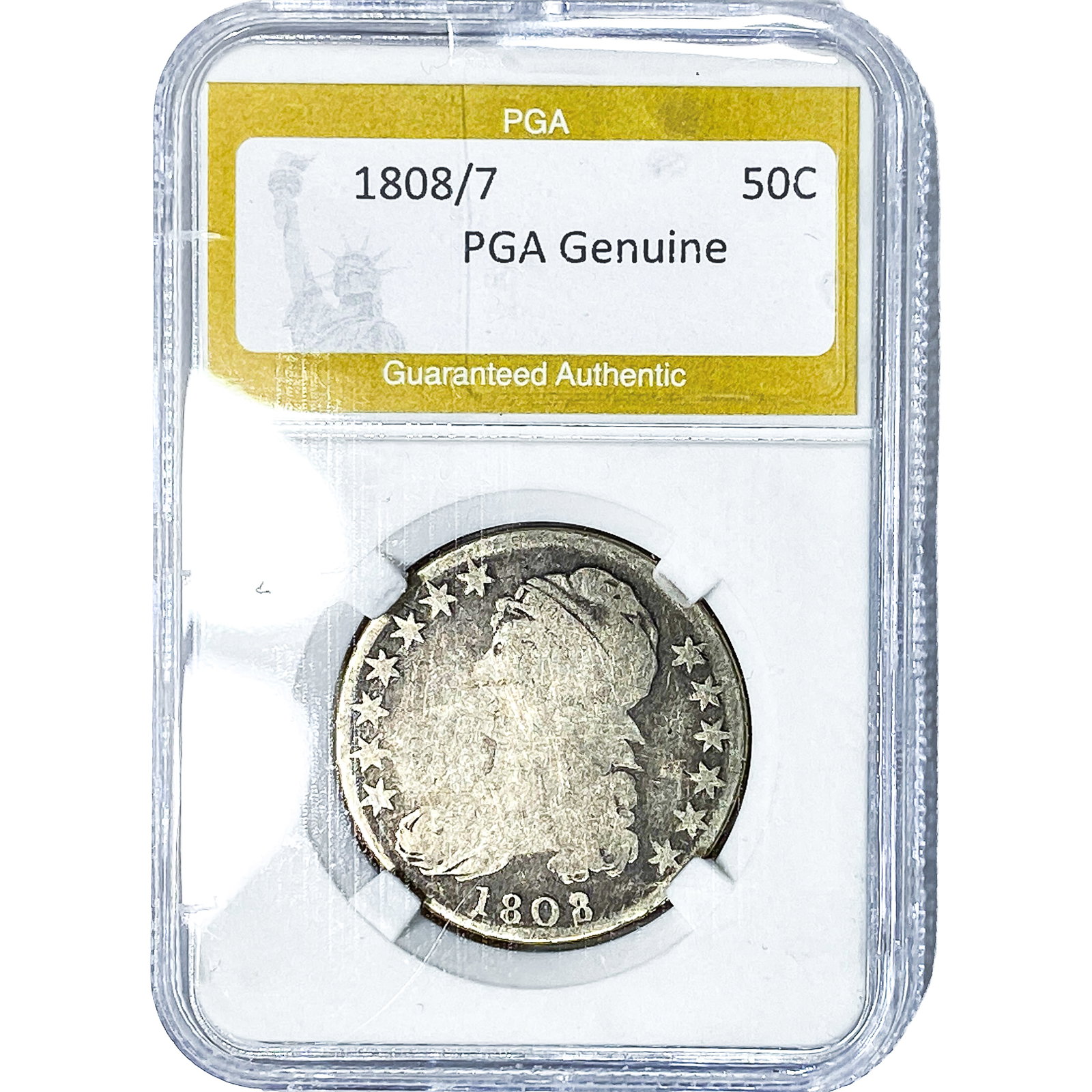 1808/7 Capped Bust Half Dollar PGA Genuine: 1808/7 Capped Bust Half Dollar PGA Genuine