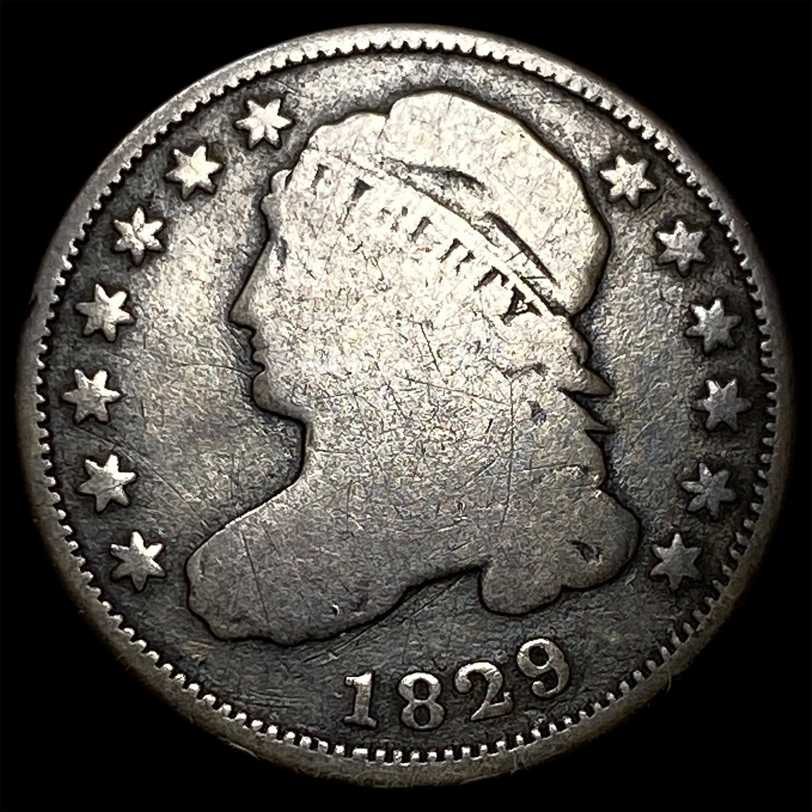 1829 Capped Bust Half Dime NICELY CIRCULATED: 1829 Capped Bust Half Dime NICELY CIRCULATED