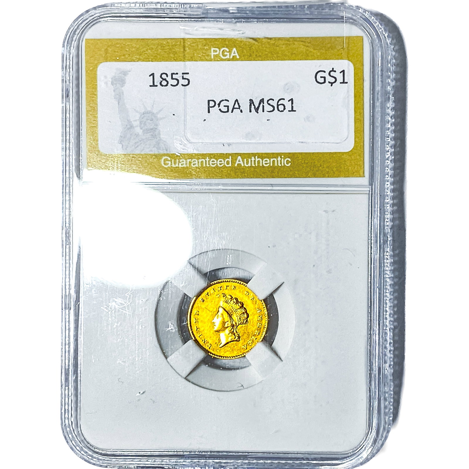 1855 Rare Gold Dollar PGA MS61: 1855 Rare Gold Dollar PGA MS61