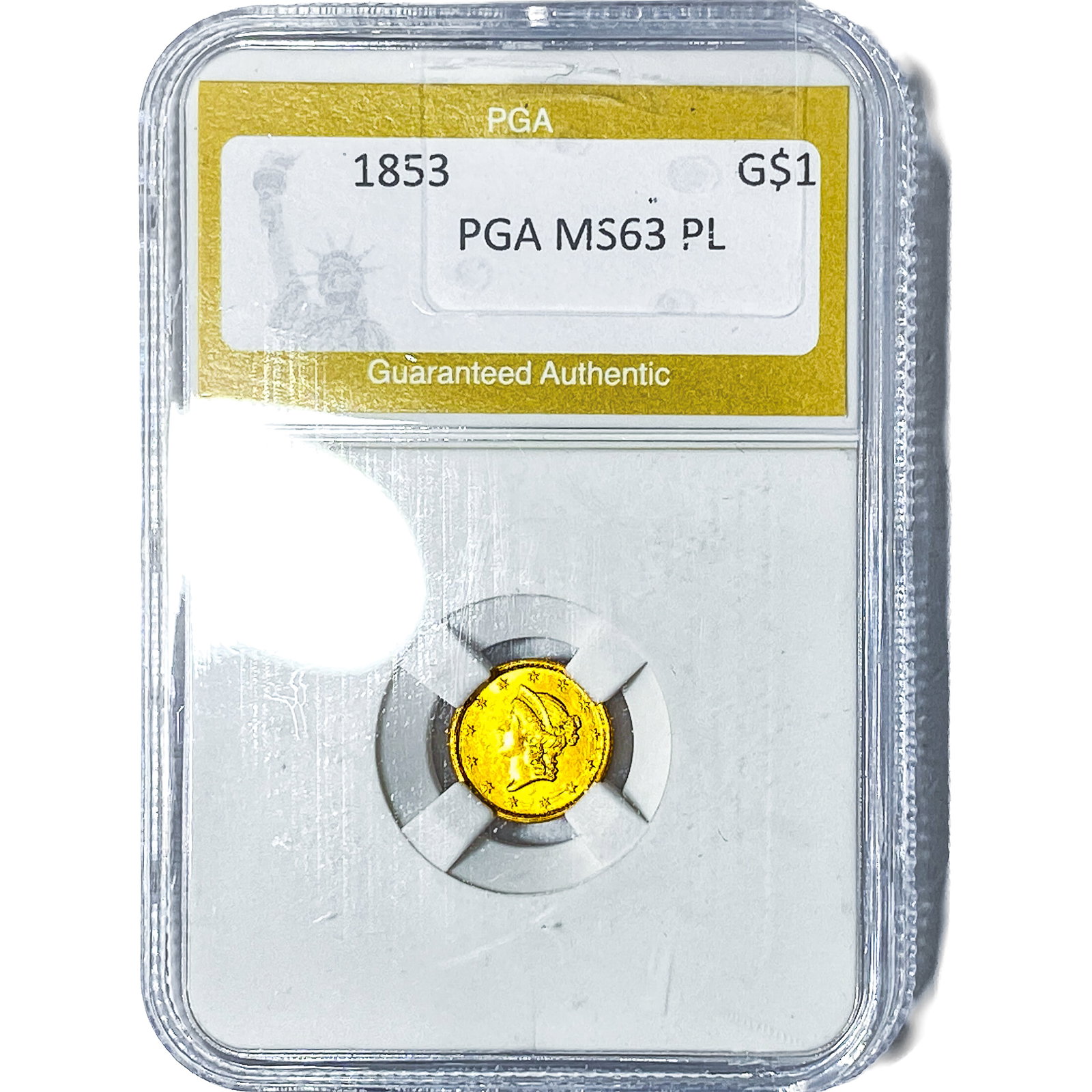 1853 Rare Gold Dollar PGA MS63PL: 1853 Rare Gold Dollar PGA MS63PL