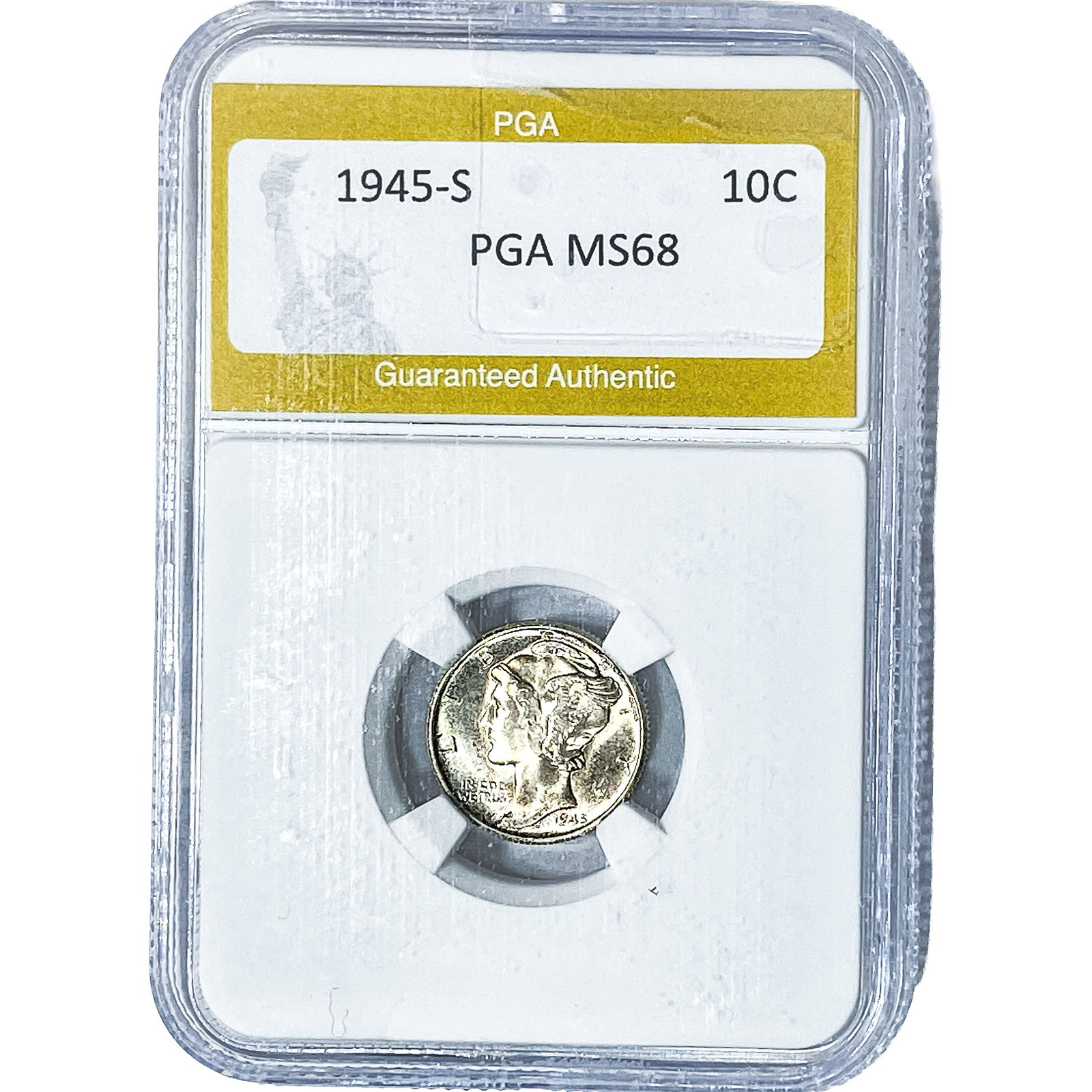 1945-S Mercury Silver Dime PGA MS68: 1945-S Mercury Silver Dime PGA MS68