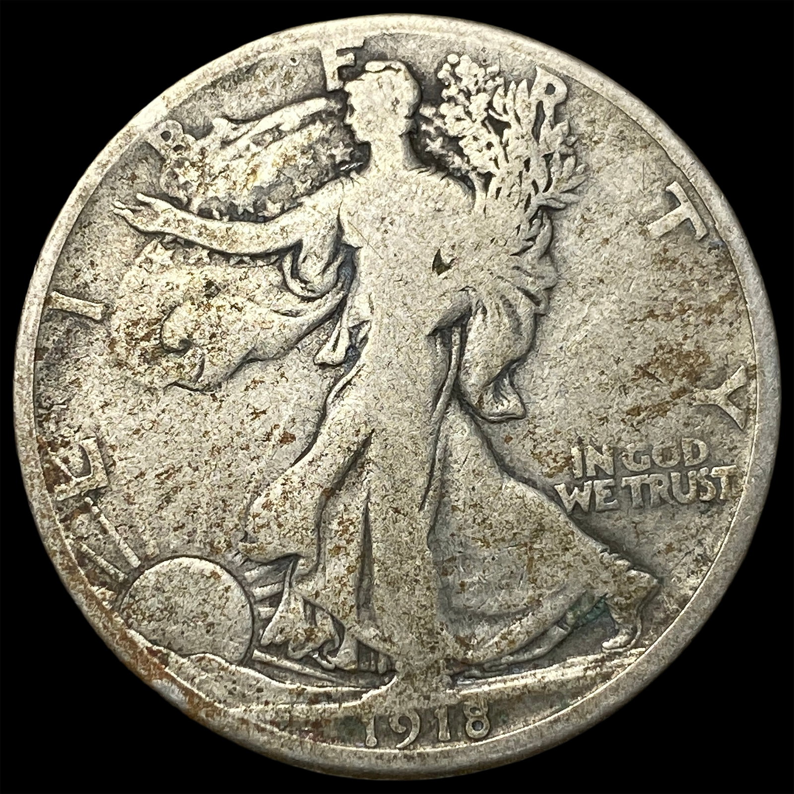 1918-S Silver Walking Liberty Half Dollar LIGHTLY CIRCULATED: 1918-S Silver Walking Liberty Half Dollar LIGHTLY CIRCULATED