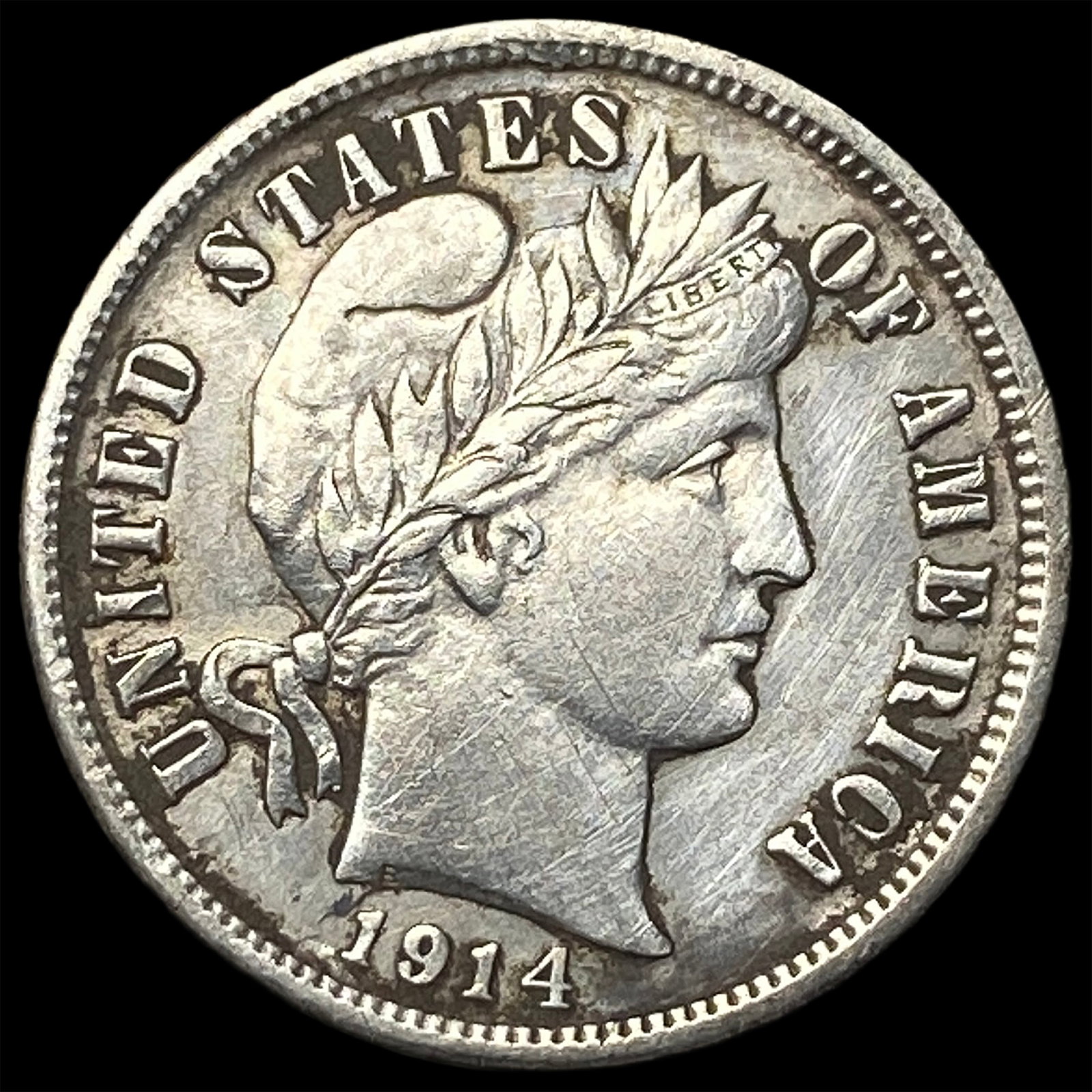 1914-D Silver Barber Dime CHOICE AU: 1914-D Silver Barber Dime CHOICE AU
