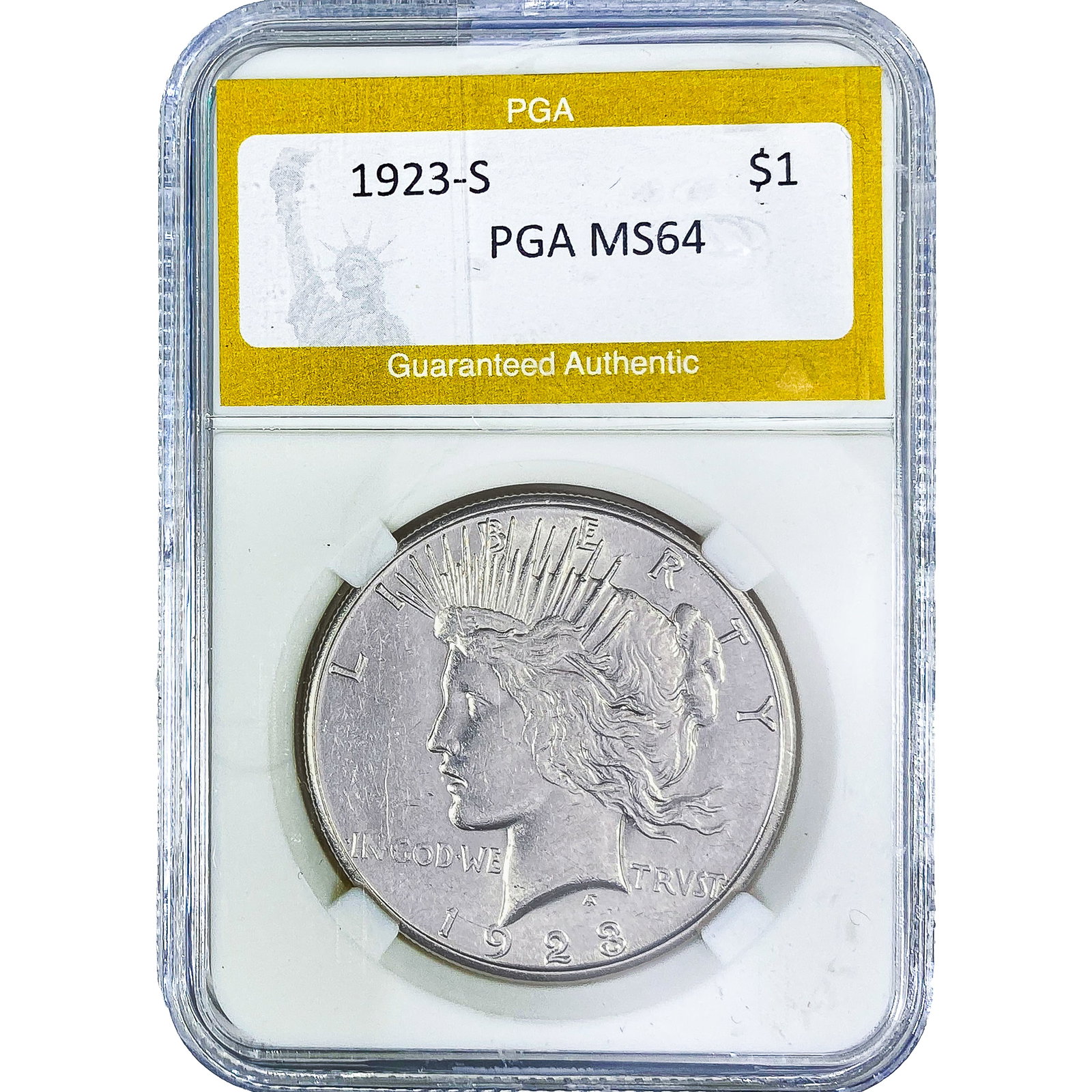 1923-S Silver Peace Dollar PGA MS64: 1923-S Silver Peace Dollar PGA MS64