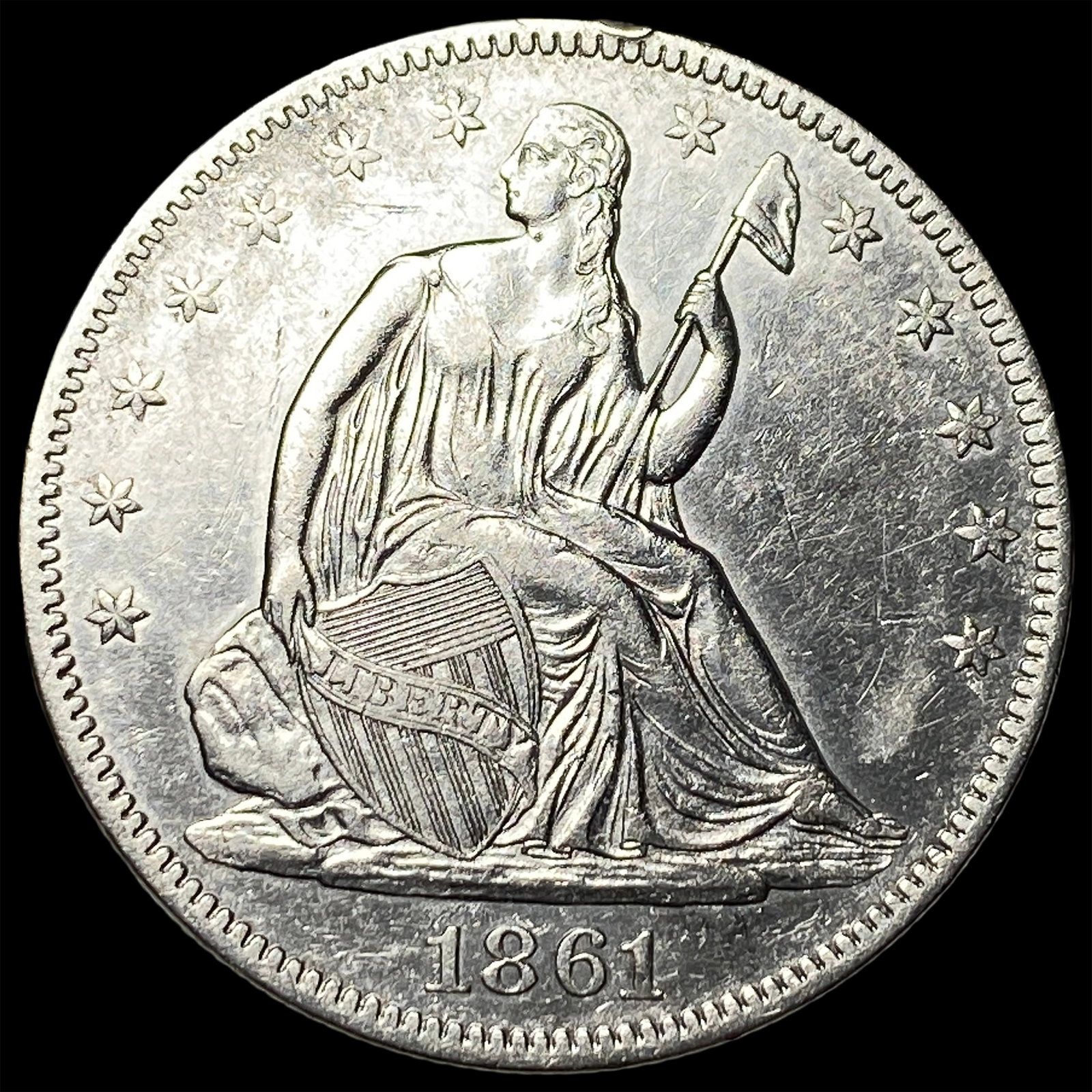 1861 Silver Half Dollar (Seated Liberty) UNCIRCULATED: 1861 Silver Half Dollar (Seated Liberty) UNCIRCULATED