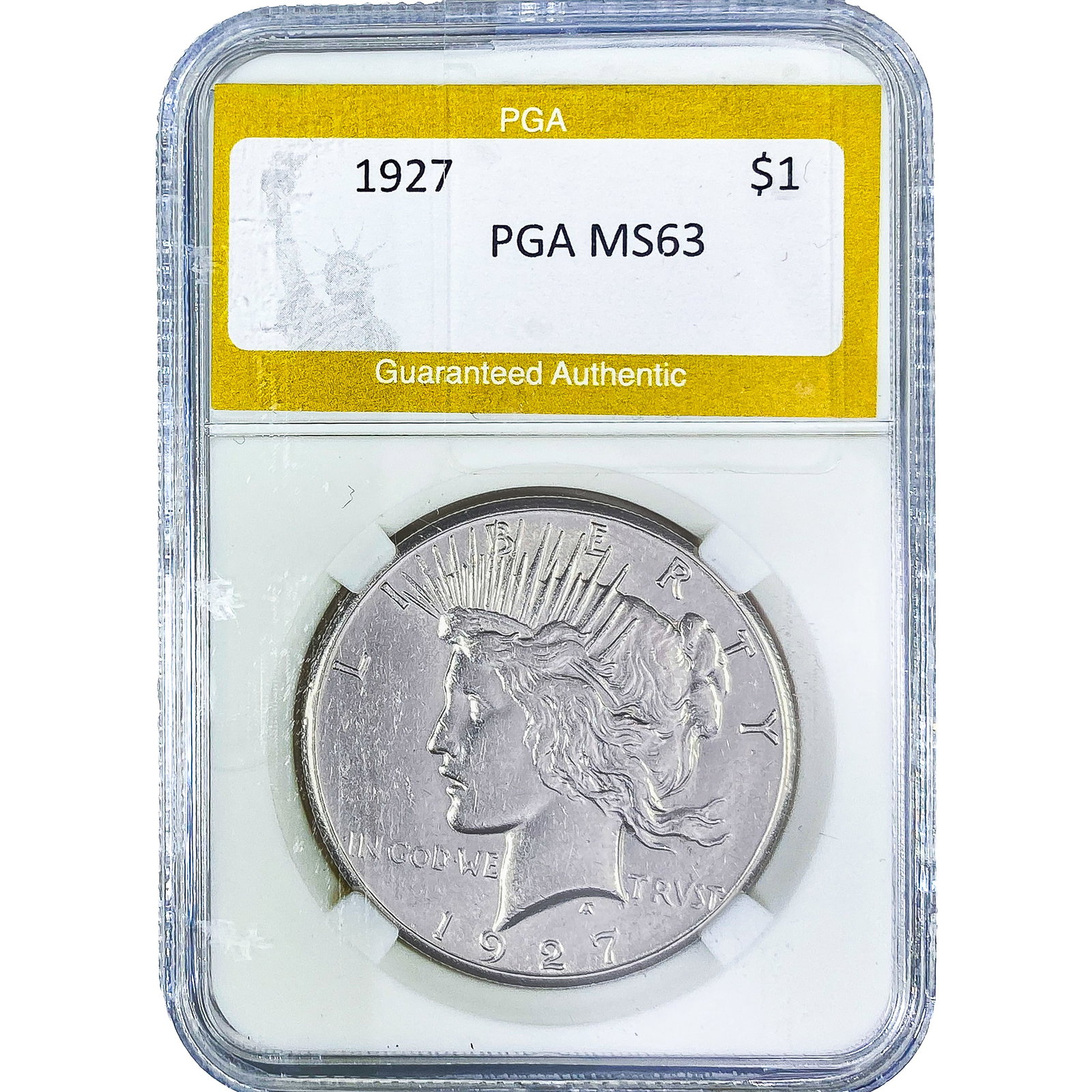 1927 Silver Peace Dollar PGA MS63: 1927 Silver Peace Dollar PGA MS63