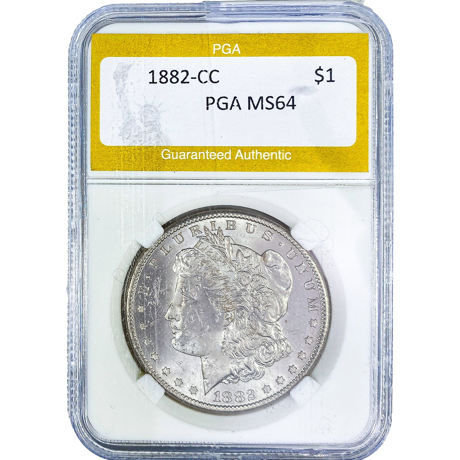 1882-CC Morgan Silver Dollar PGA MS64: 1882-CC Morgan Silver Dollar PGA MS64