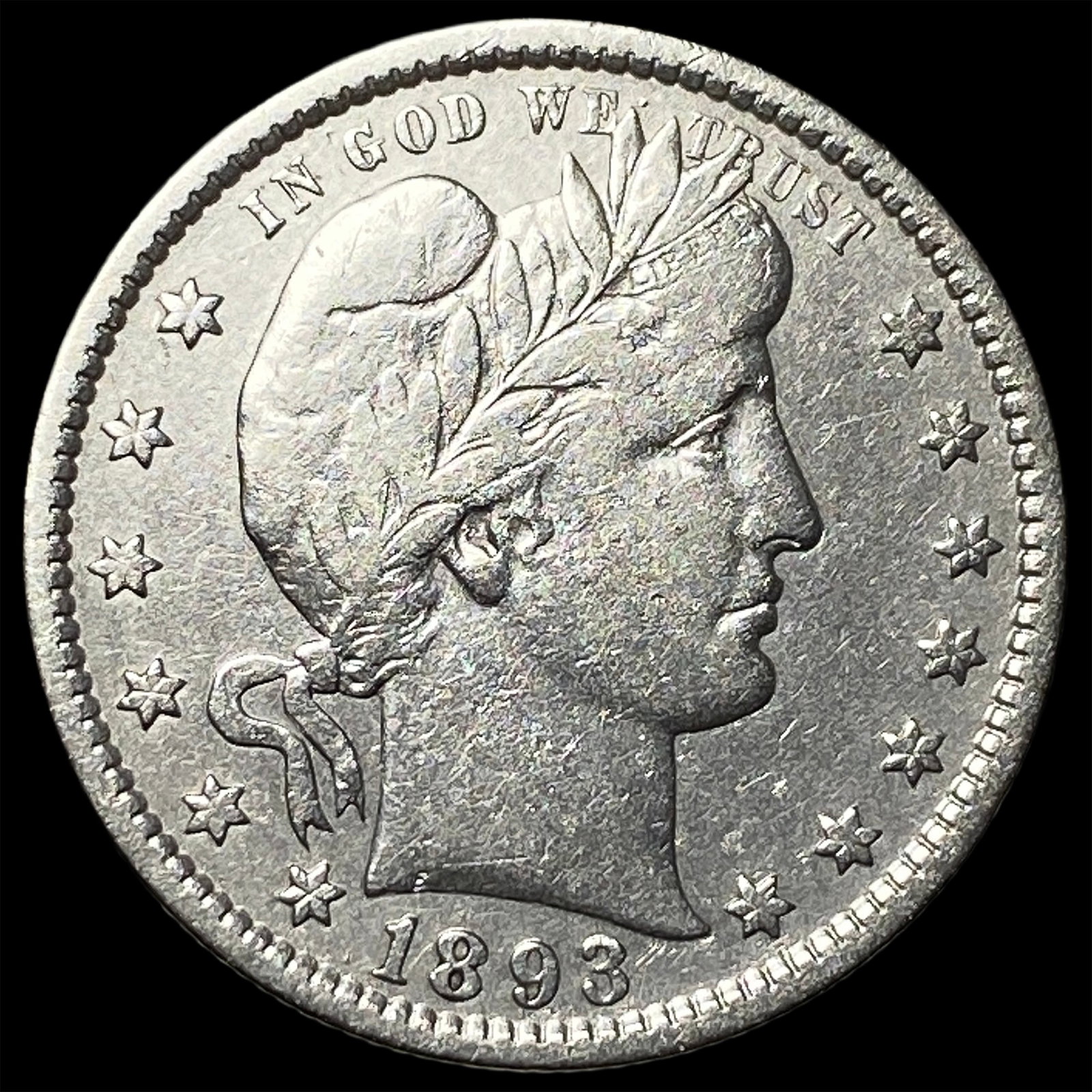 1893-S Silver Barber Quarter NEARLY UNCIRCULATED: 1893-S Silver Barber Quarter NEARLY UNCIRCULATED
