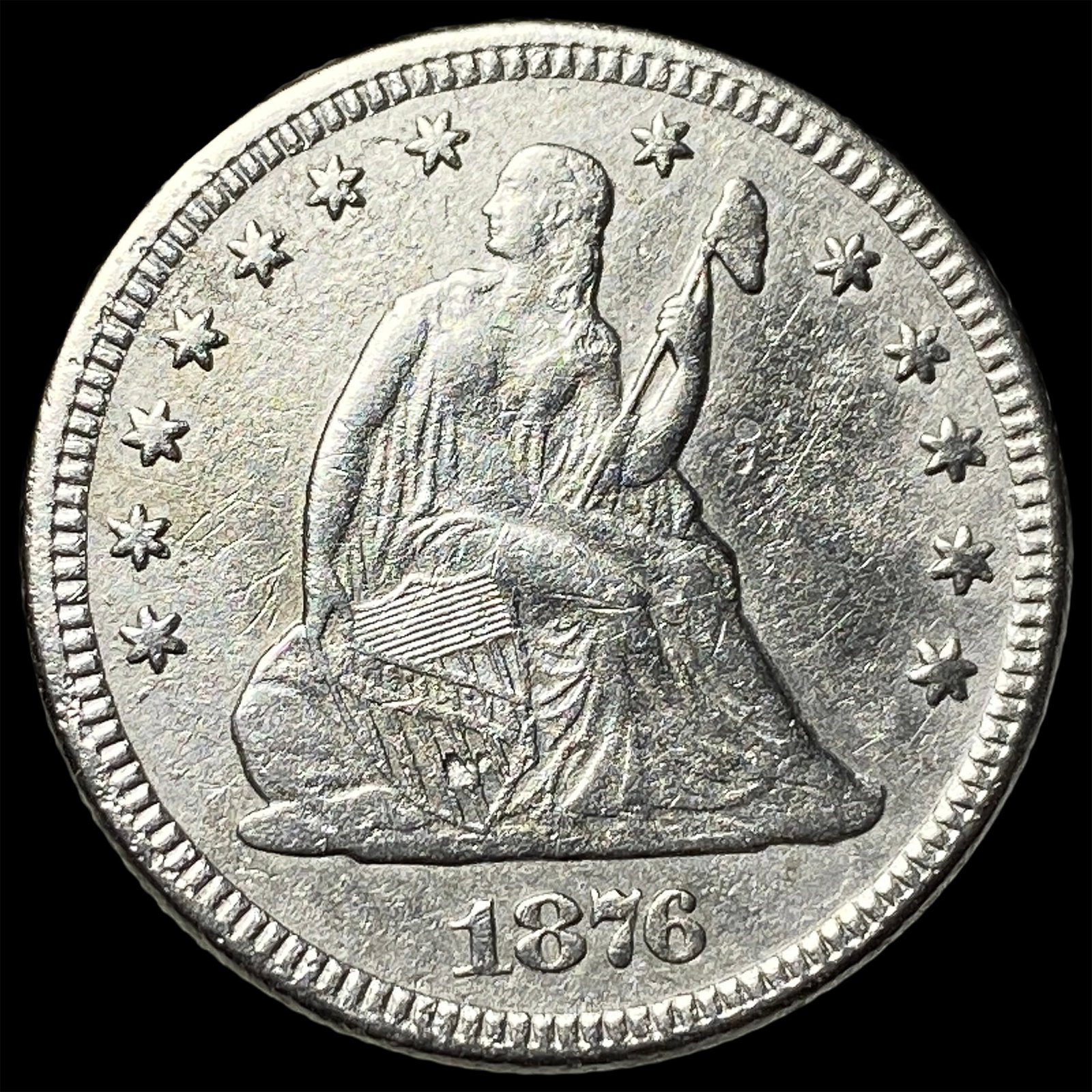 1876 Seated Liberty Quarter CHOICE AU (1 of 2)