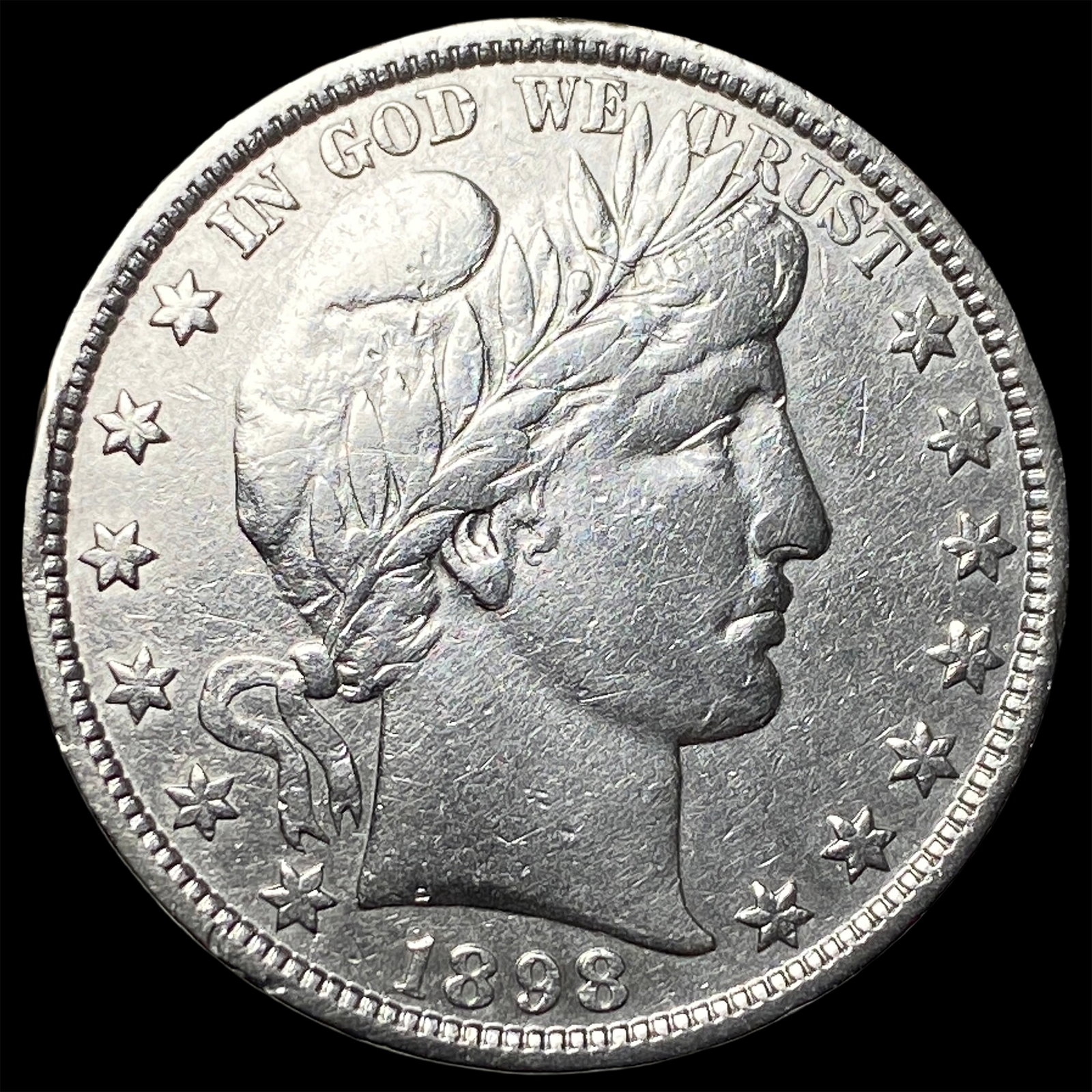 1898 Silver Barber Half Dollar CLOSELY UNCIRCULATED: 1898 Silver Barber Half Dollar CLOSELY UNCIRCULATED